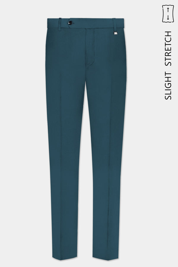 Prestige-Dianne Green Solid Wool Rich Slight Stretch Waistband Pant