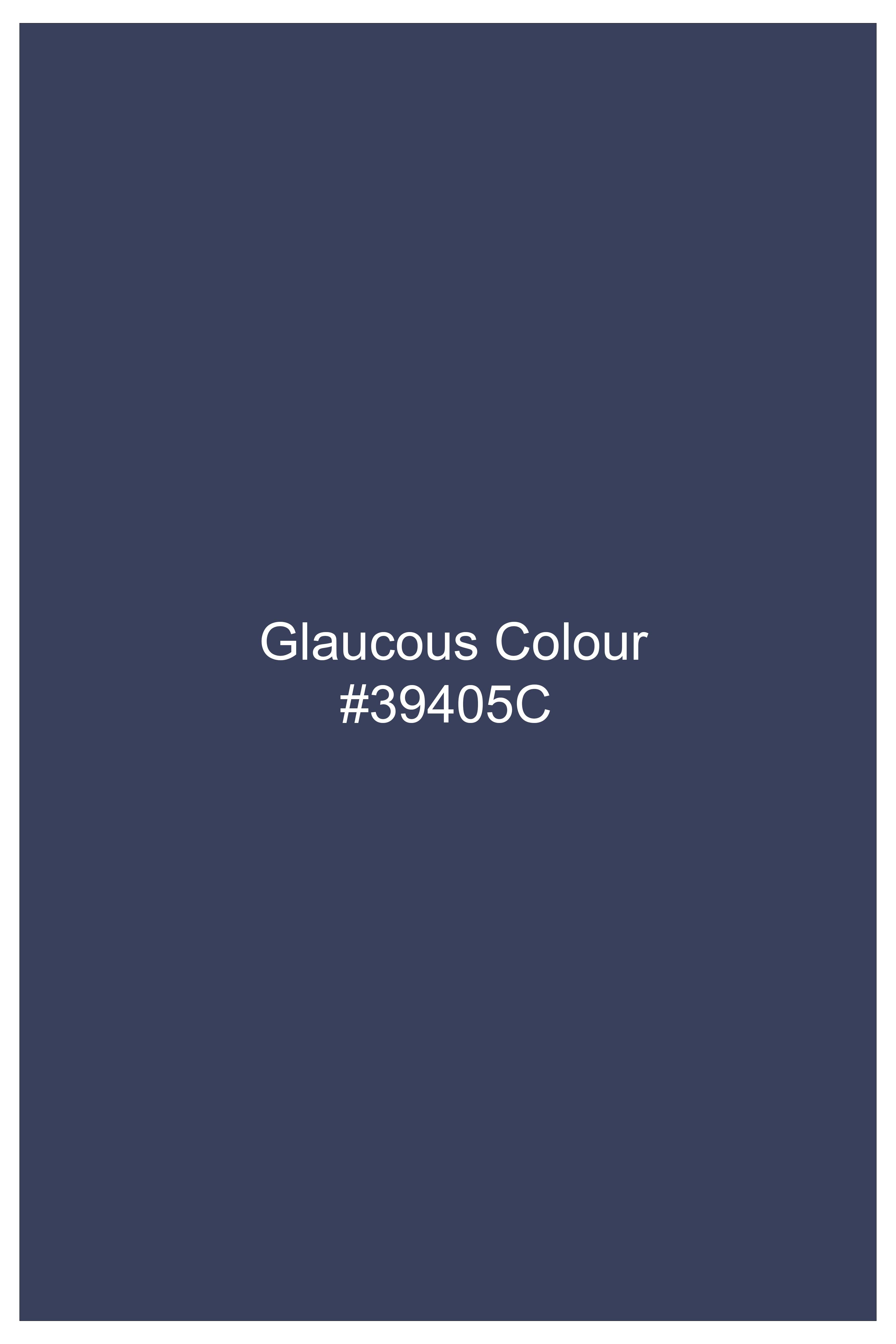 Sapphire-Glaucous Blue Solid Wool Rich Slight Stretch Waistband Pant