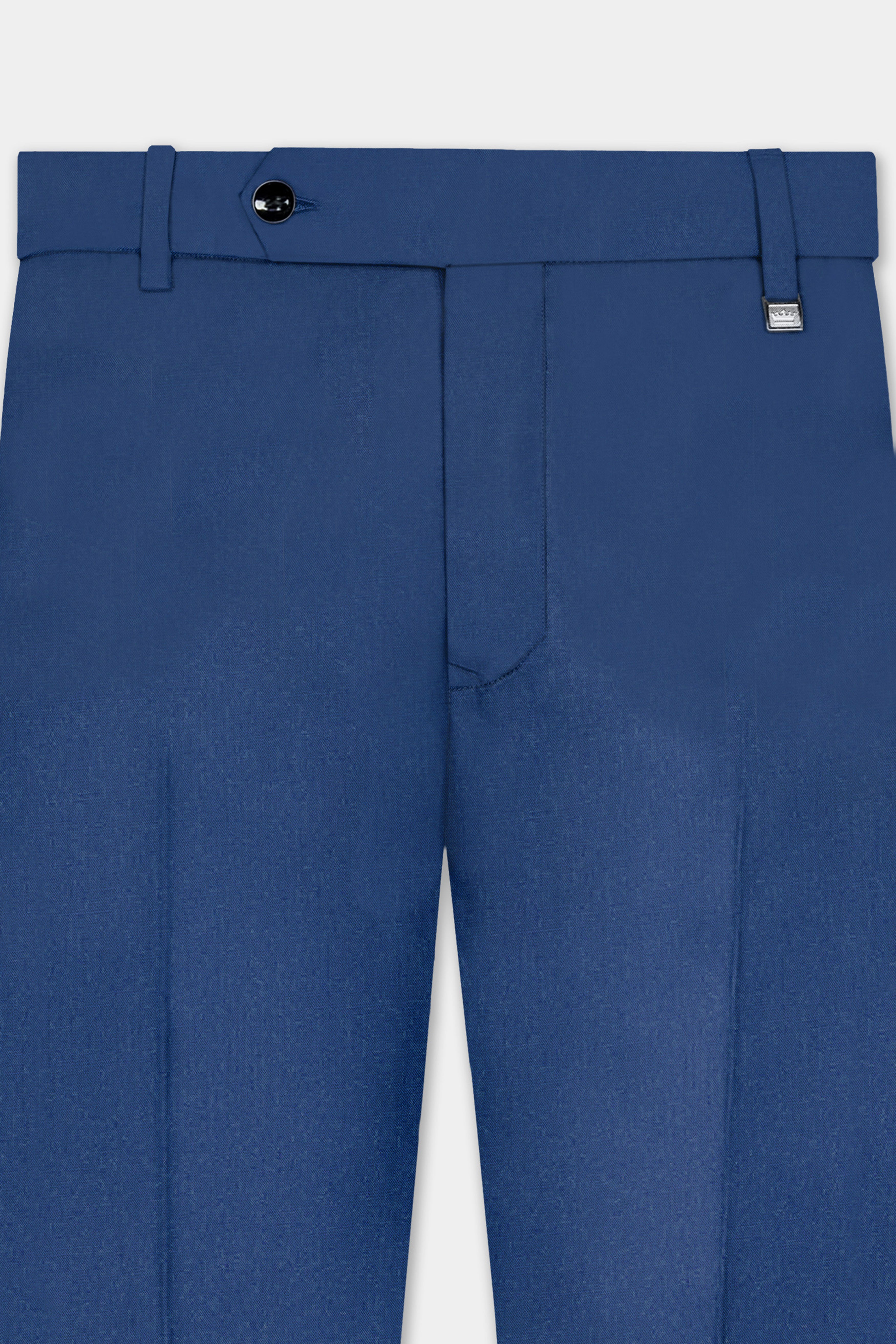 Cerulean Elite-Cobalt Blue Solid Wool Rich Slight Stretch Waistband Pant