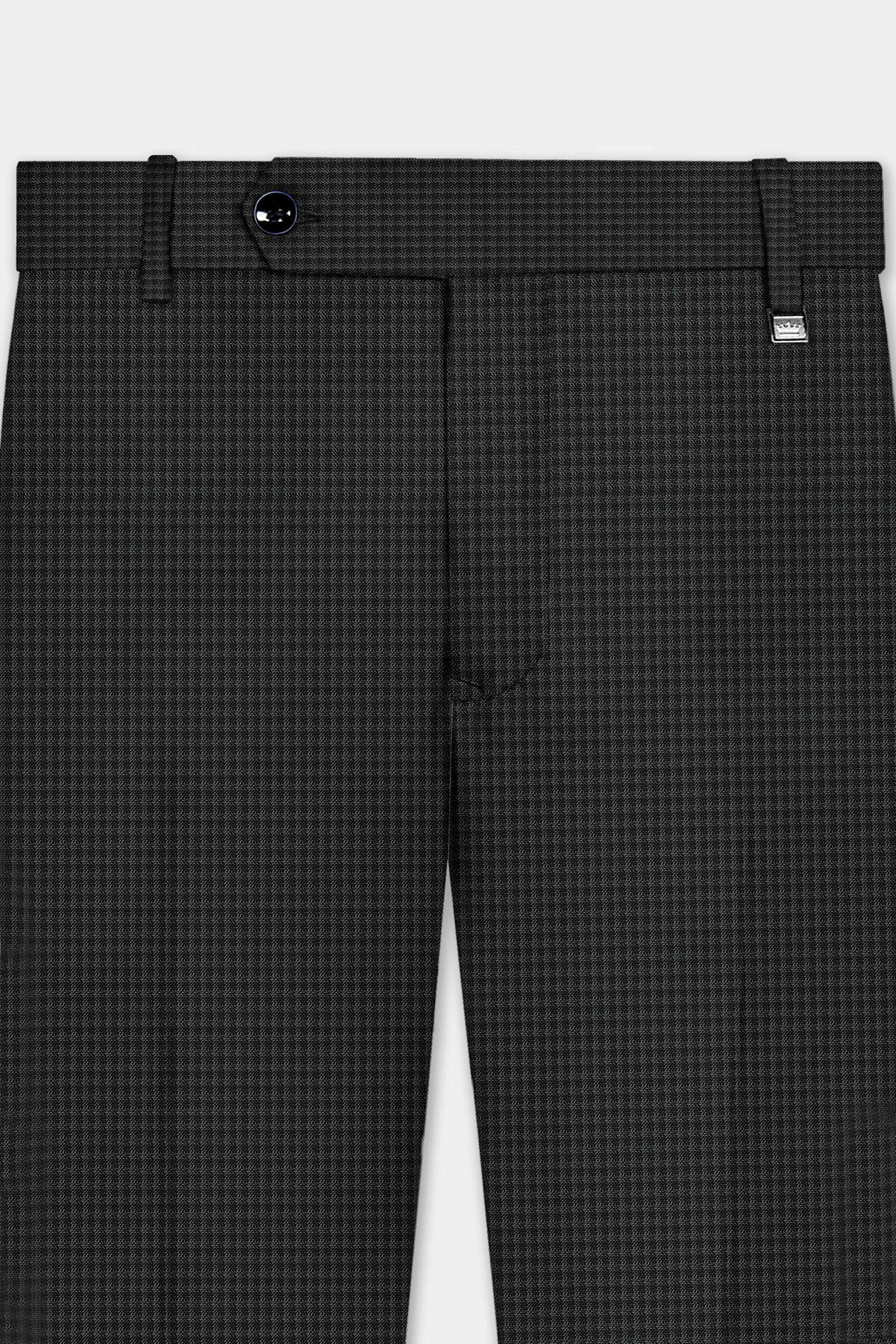 Ironclad -Tuatara Gray Gingham Plaid Wool Rich Stretchable Waistband Pant