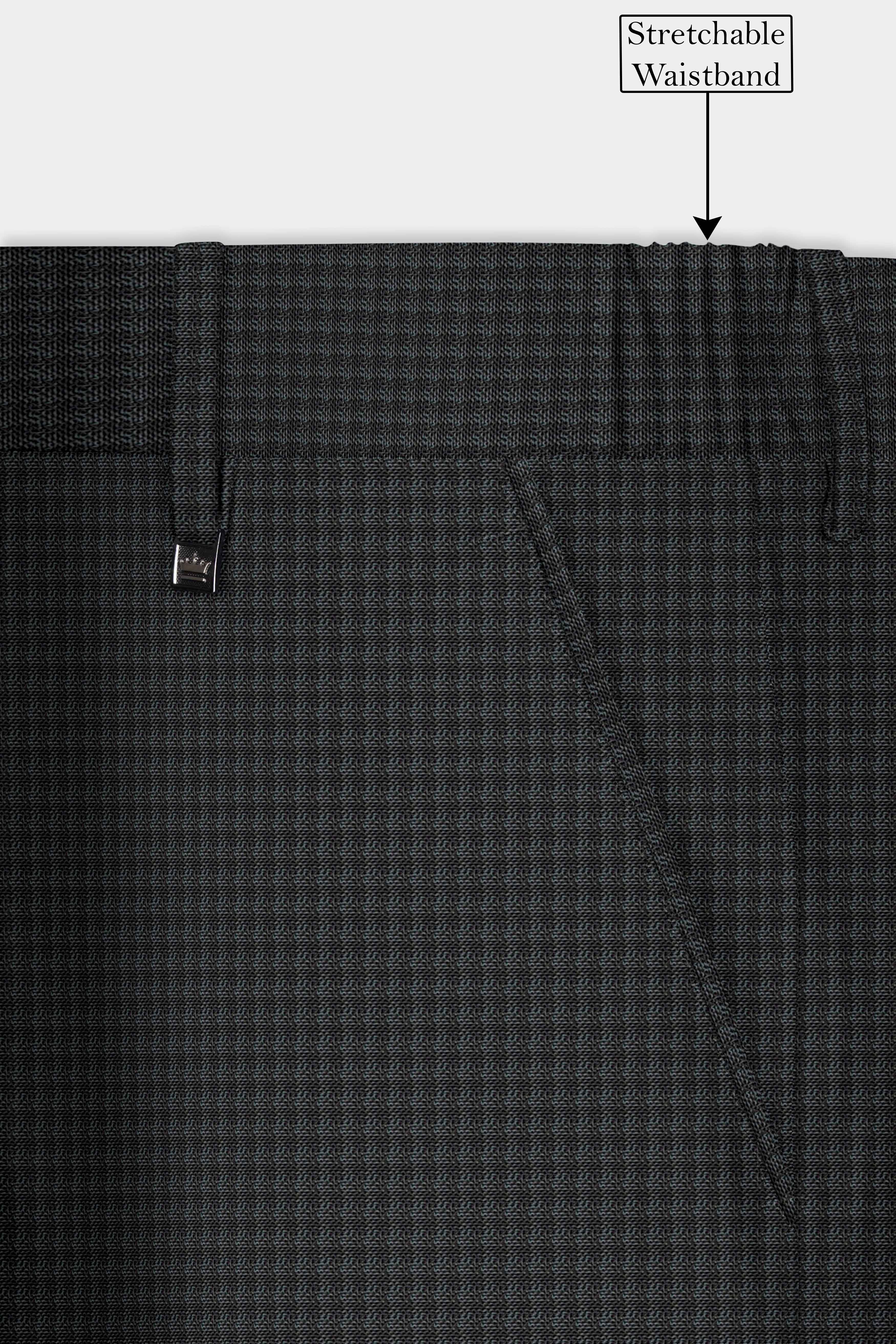Ironclad -Tuatara Gray Gingham Plaid Wool Rich Stretchable Waistband Pant
