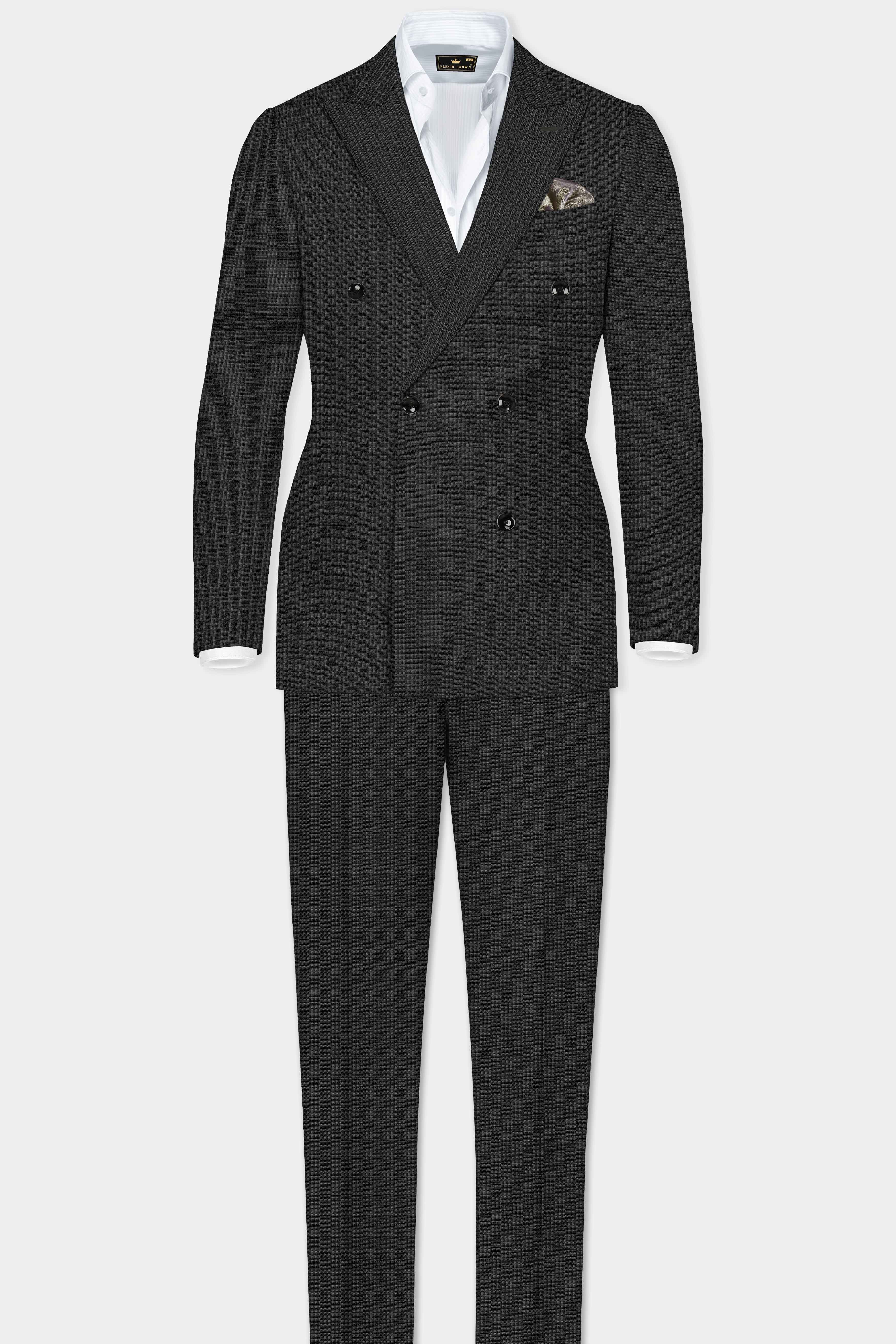 Ironclad -Tuatara Gray Gingham Plaid Wool Rich Stretchable Waistband Pant