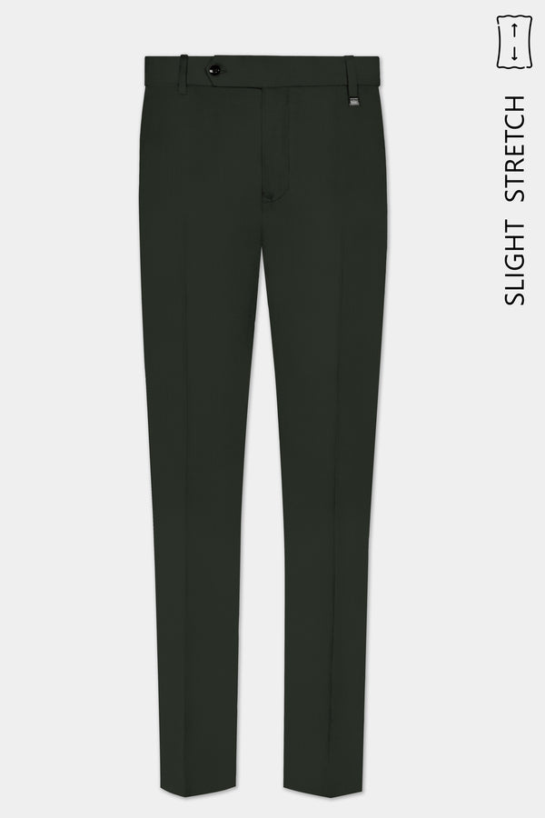 Verdant Majesty-Juniper Green Solid Wool Rich Slight Stretch Waistband Pant