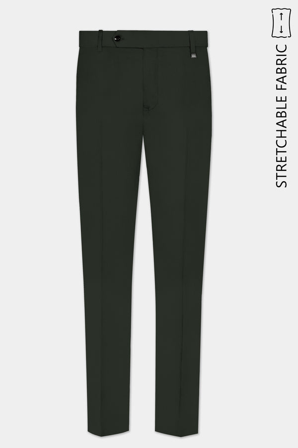 Verdant Majesty-Juniper Green Solid Wool Rich Stretchable traveler Pant