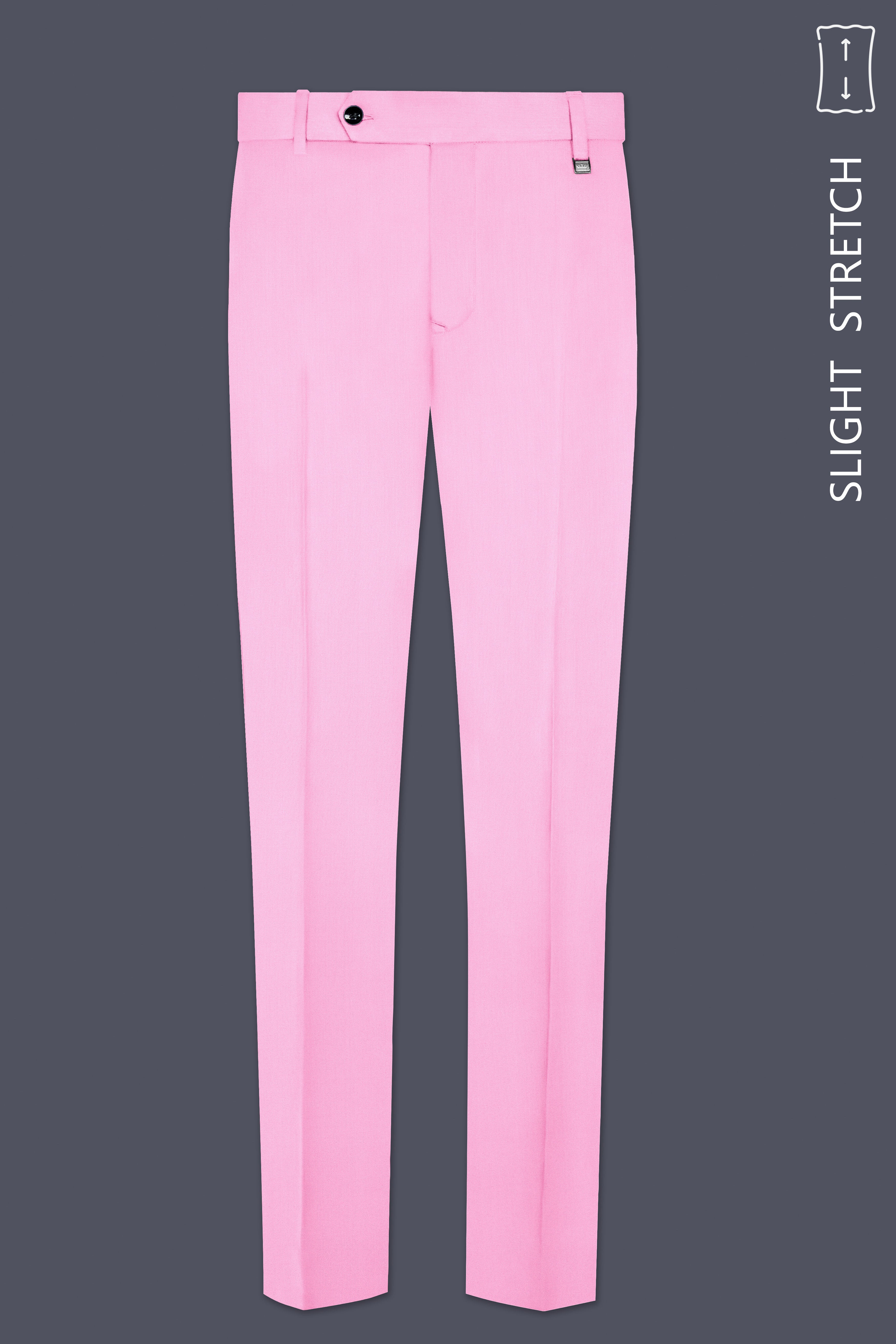 Rosé Reverie-Pestel Pink Solid Premium Wool Rich Pant For Men.