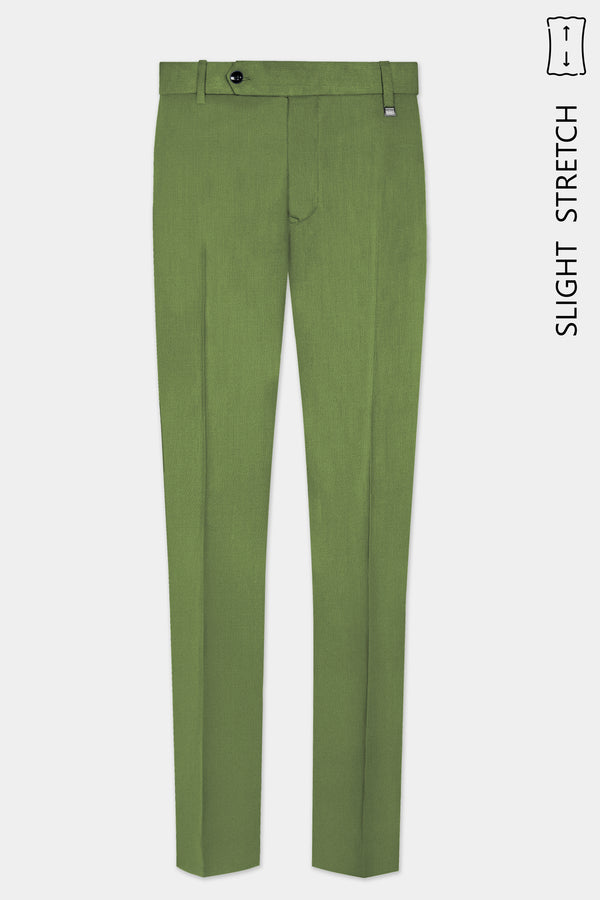 Sage Regal-Dingley Green Solid Wool Rich Slight Stretch Waistband Pant