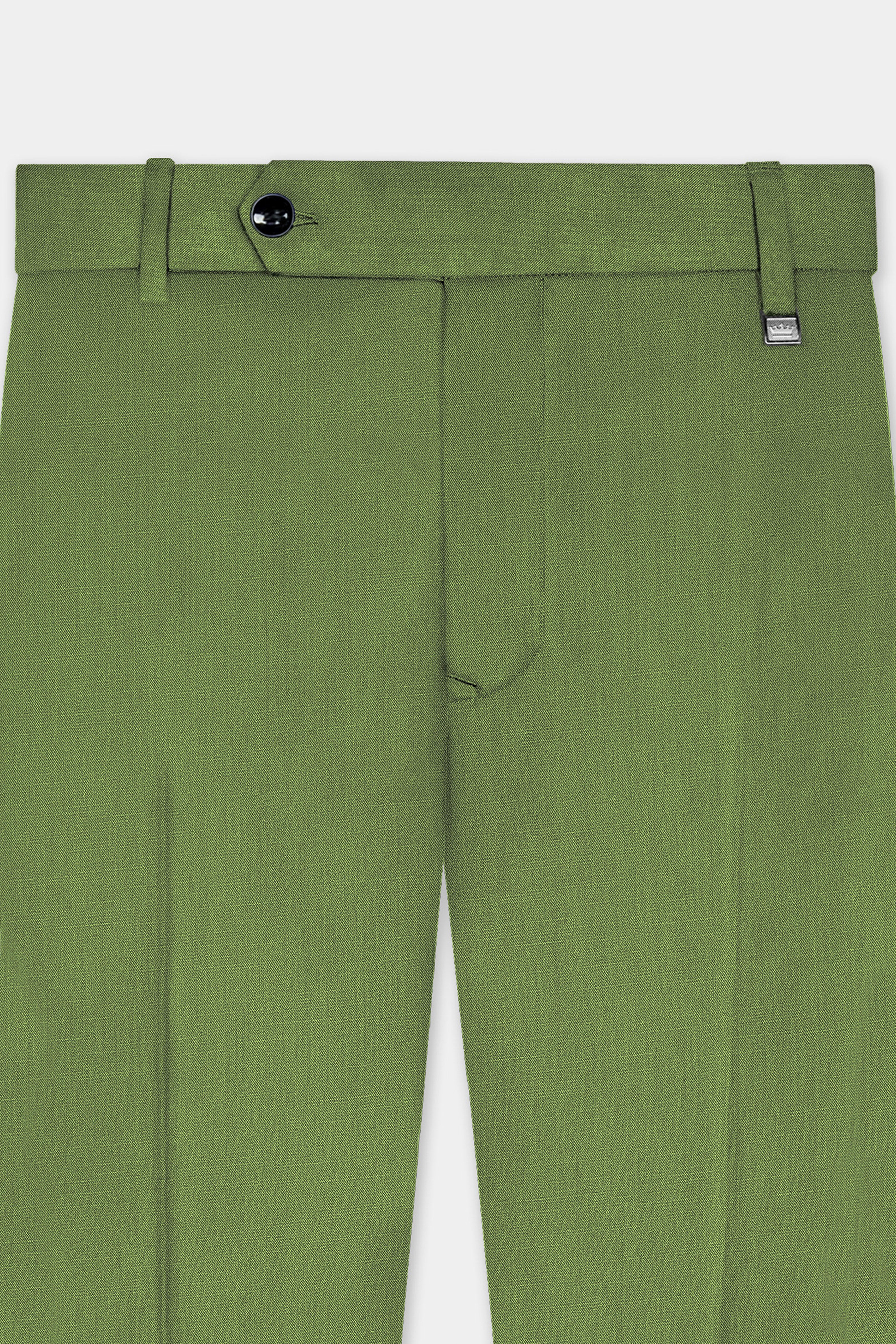 Sage Regal-Dingley Green Solid Wool Rich Slight Stretch Waistband Pant