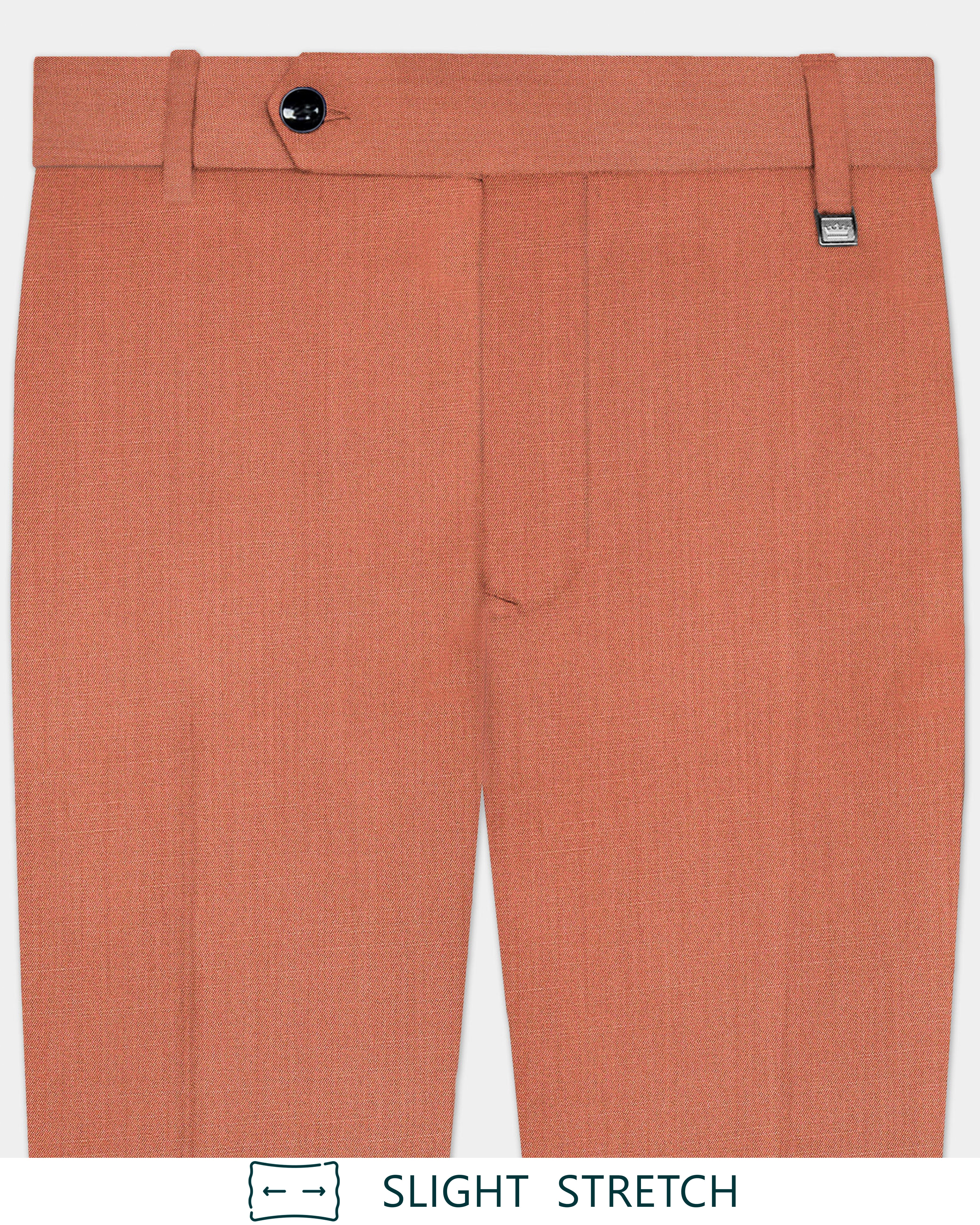 Spiced Sunset-Salmon Orange Solid Premium Wool Rich Pant For Men.
