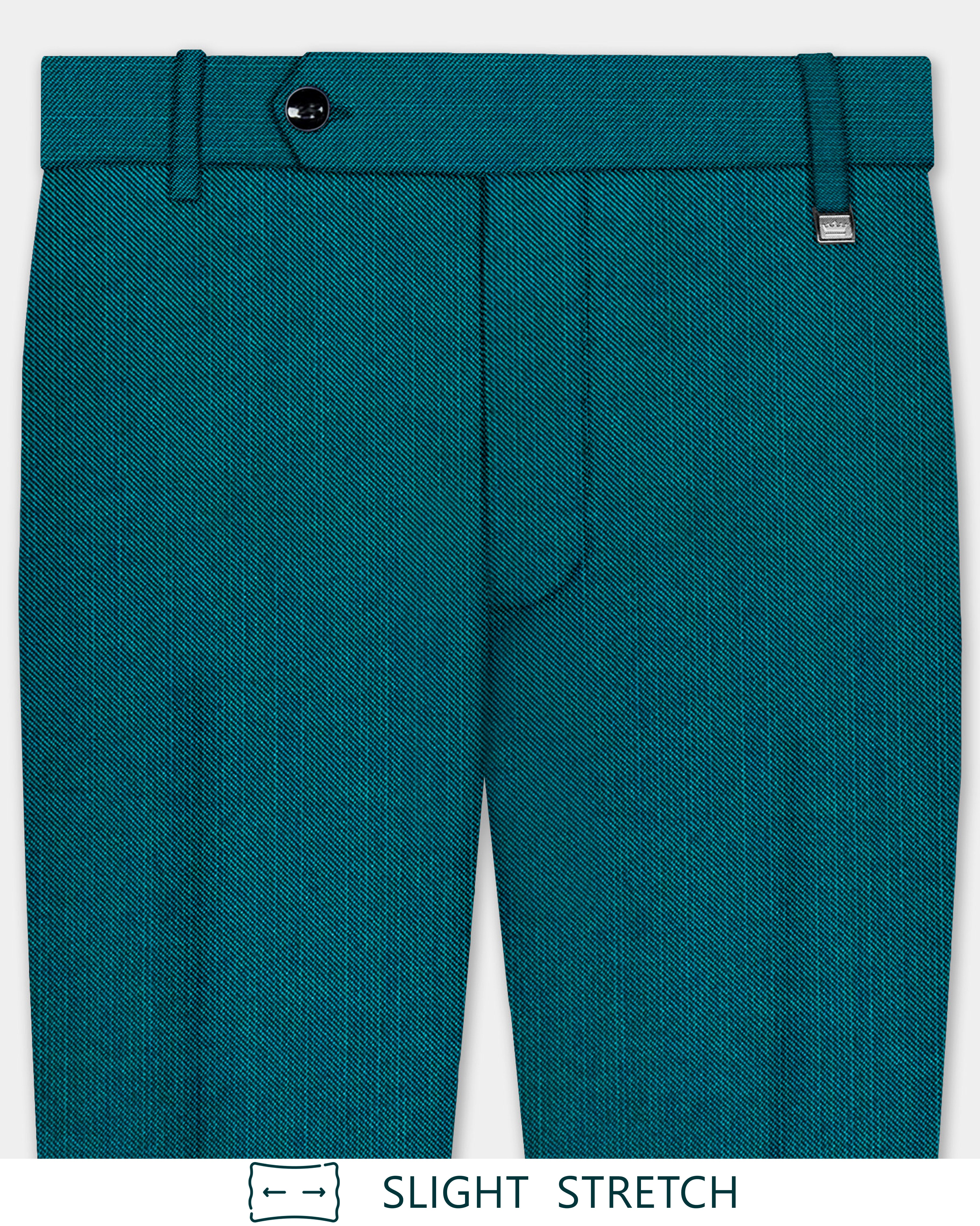 Sapphire-Peacock Blue Solid Premium Wool Rich Pant For Men.