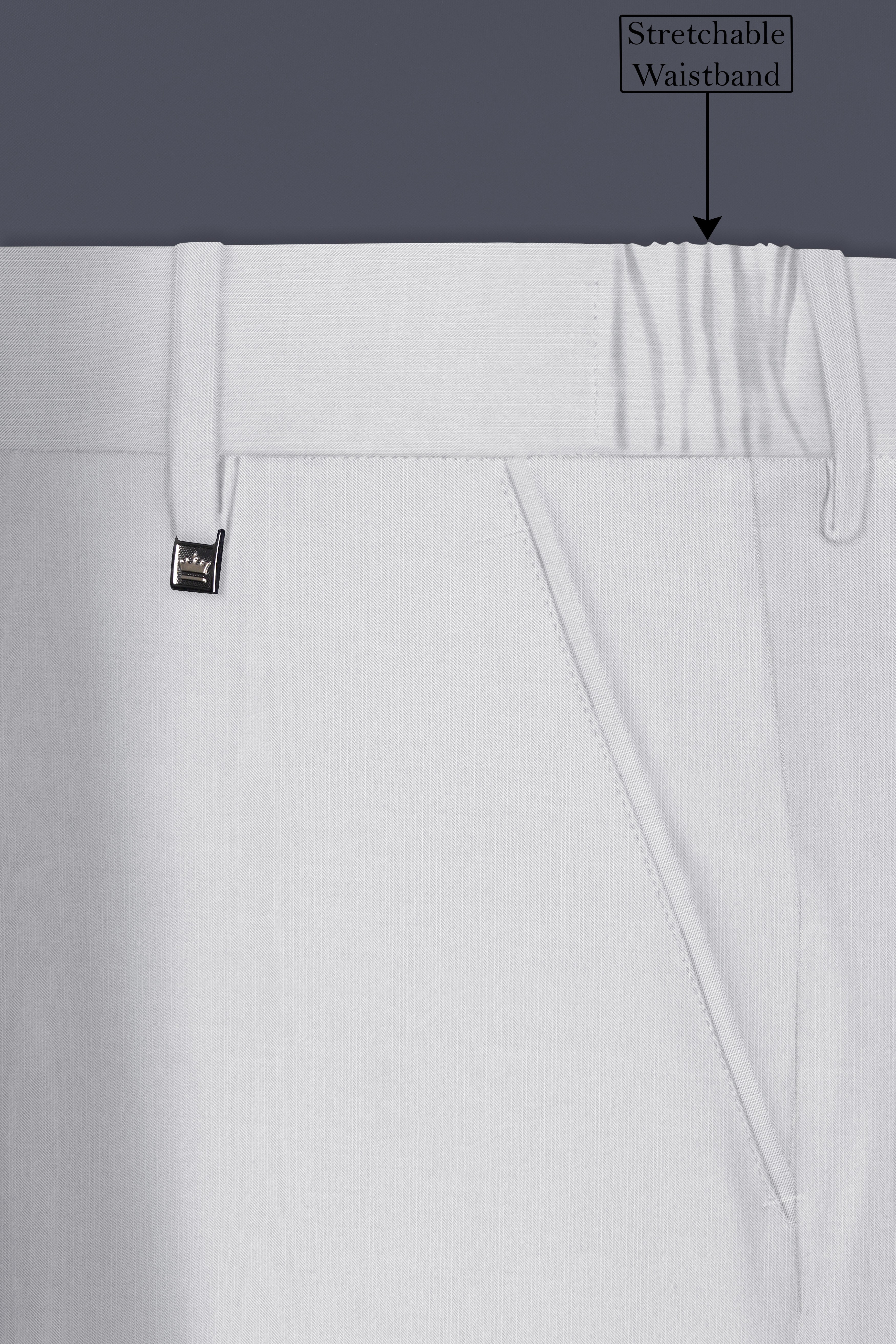 Granite-Alto Gray Solid Wool Rich Slight Stretch Waistband Pant