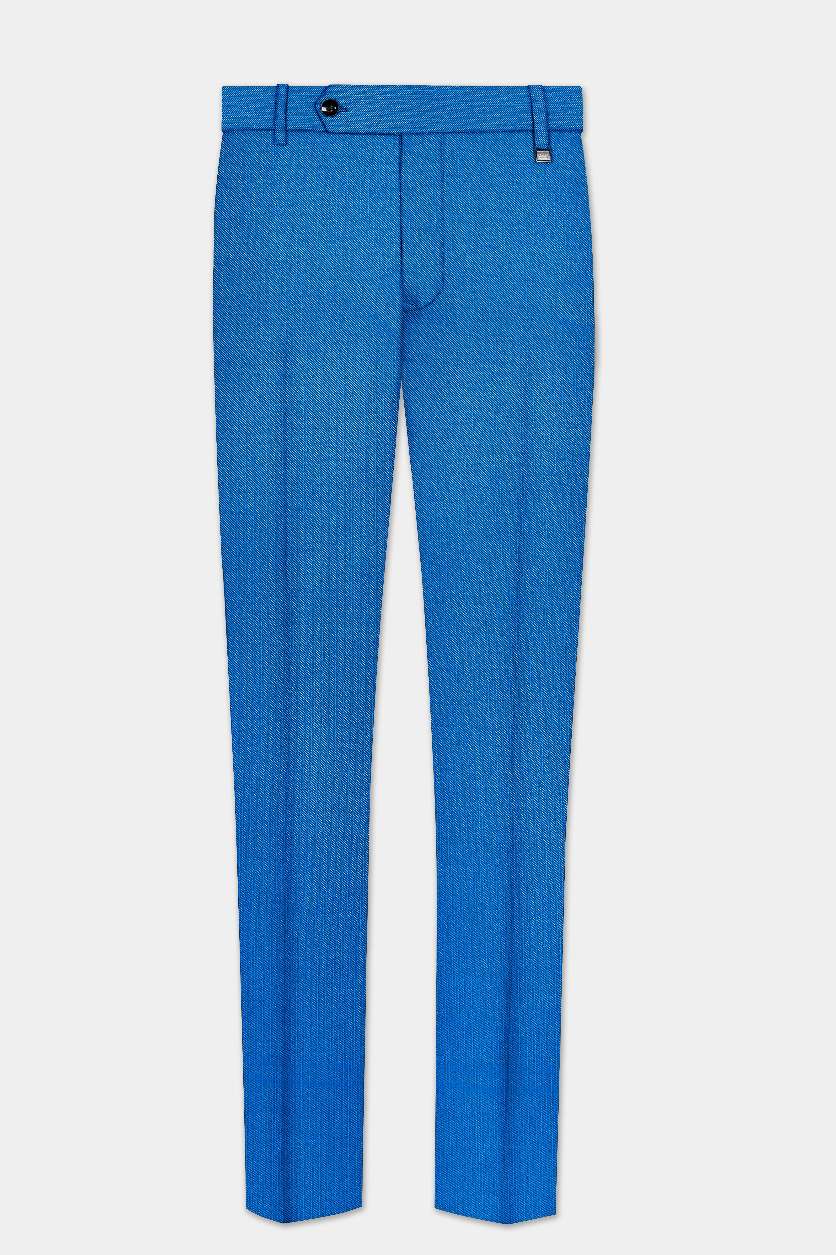 Azure-Venice Blue Solid Wool Rich Stretchable traveler Pant