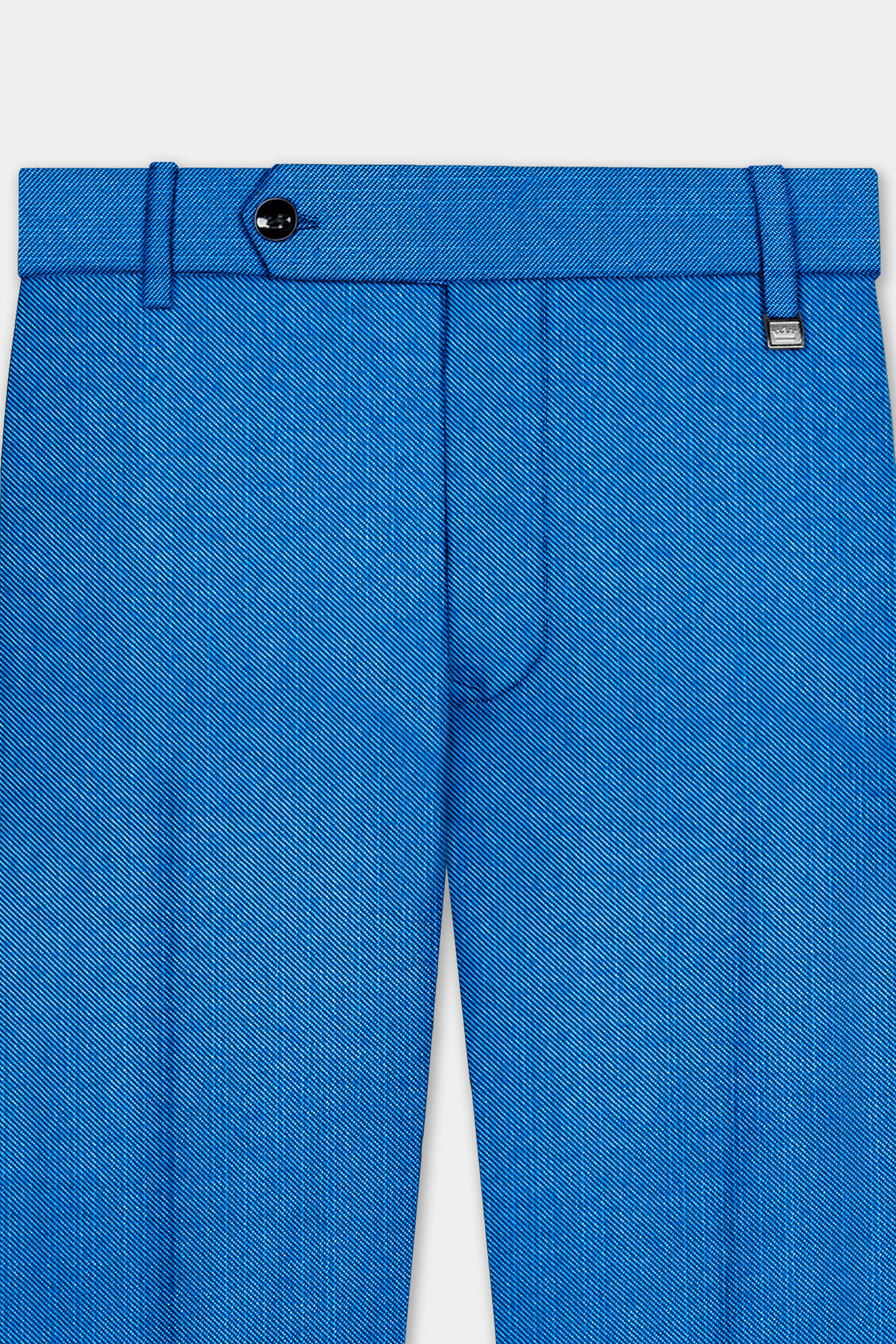 Azure-Venice Blue Solid Wool Rich Slight Stretch Waistband Pant