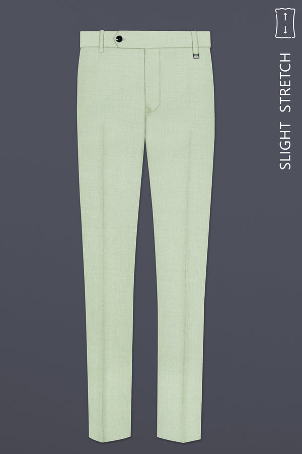 Lichen-Norway Green Solid Wool Rich Slight Stretch Waistband Pant