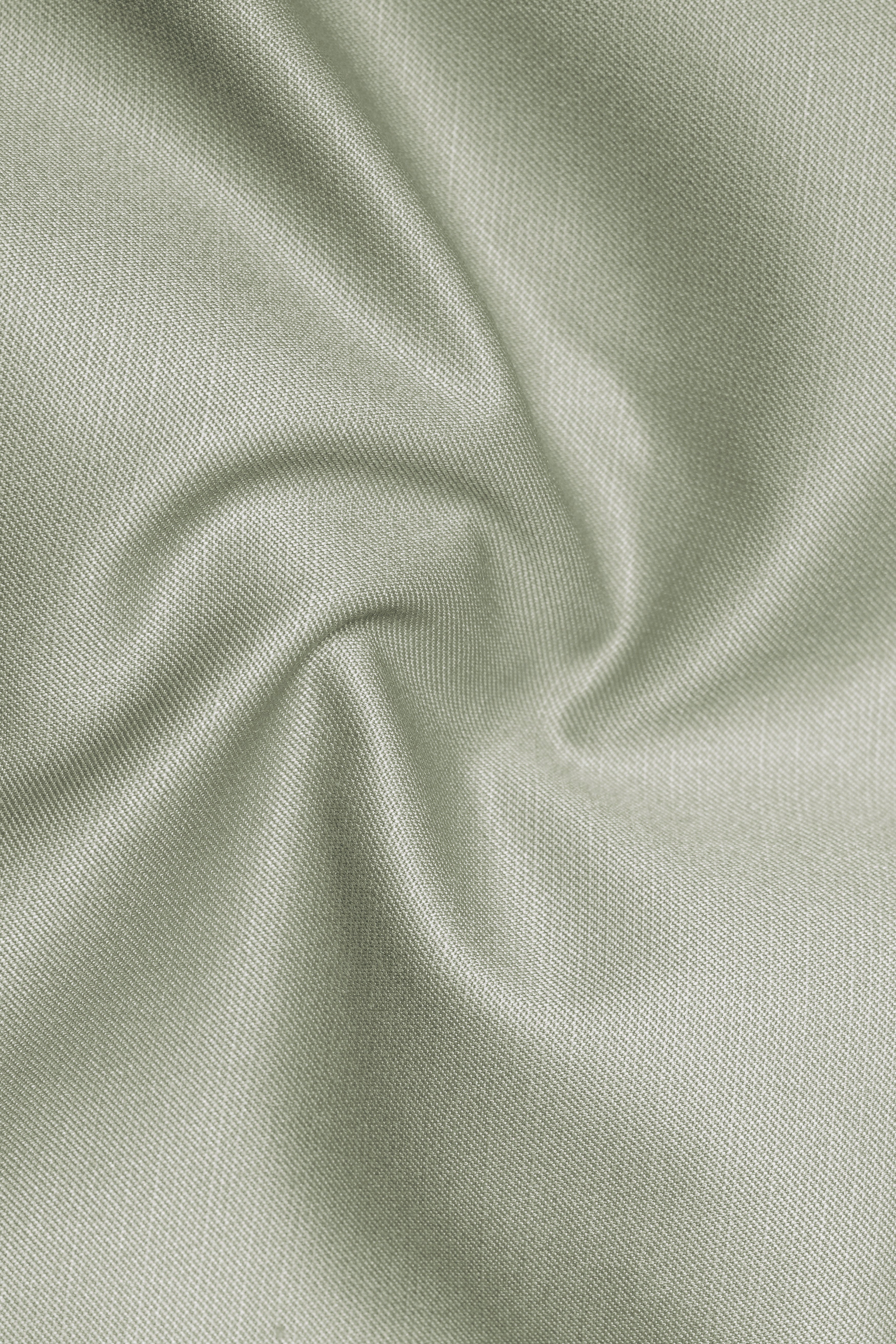 Lichen-Norway Green Solid Wool Rich Slight Stretch Waistband Pant