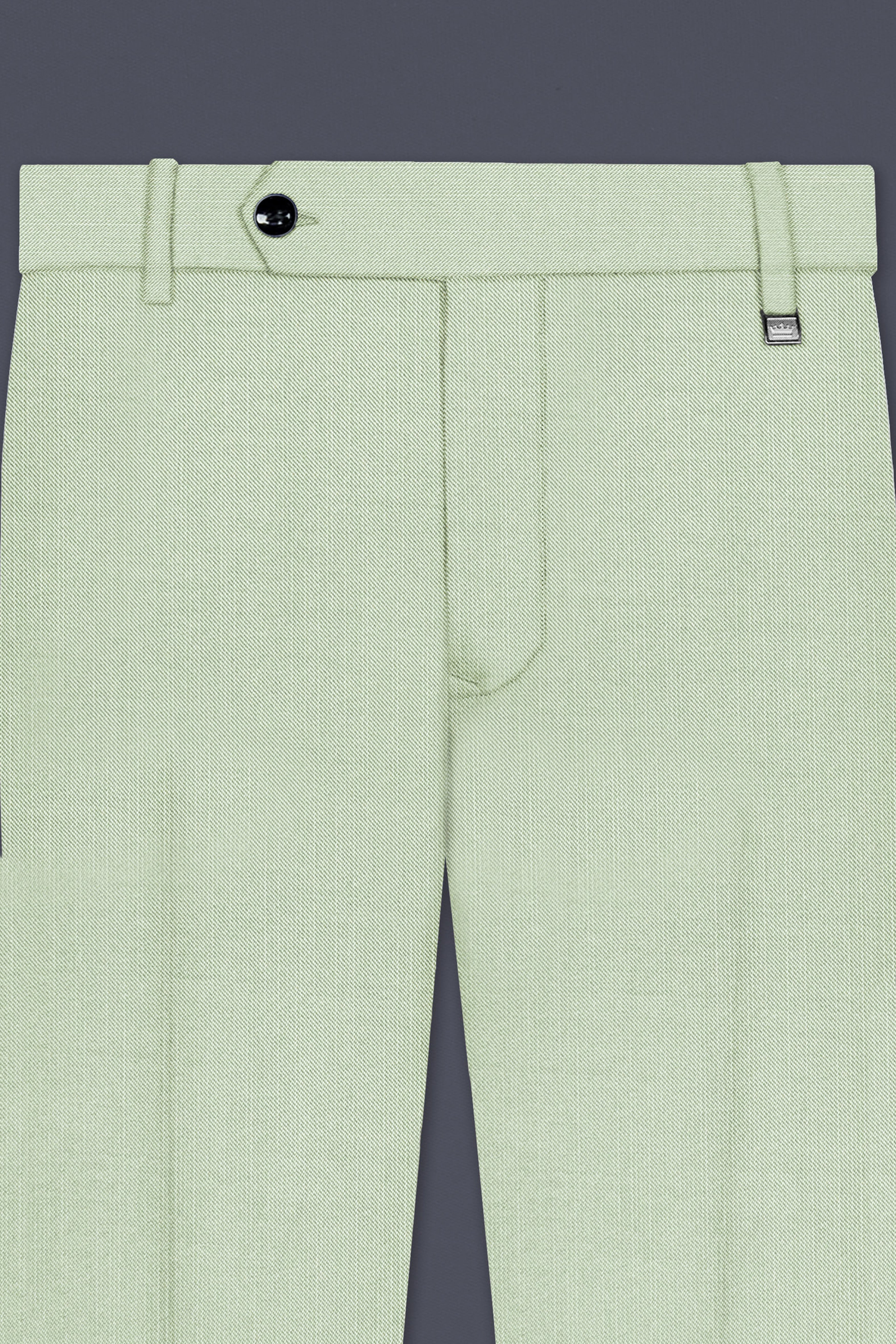 Lichen-Norway Green Solid Wool Rich Slight Stretch Waistband Pant