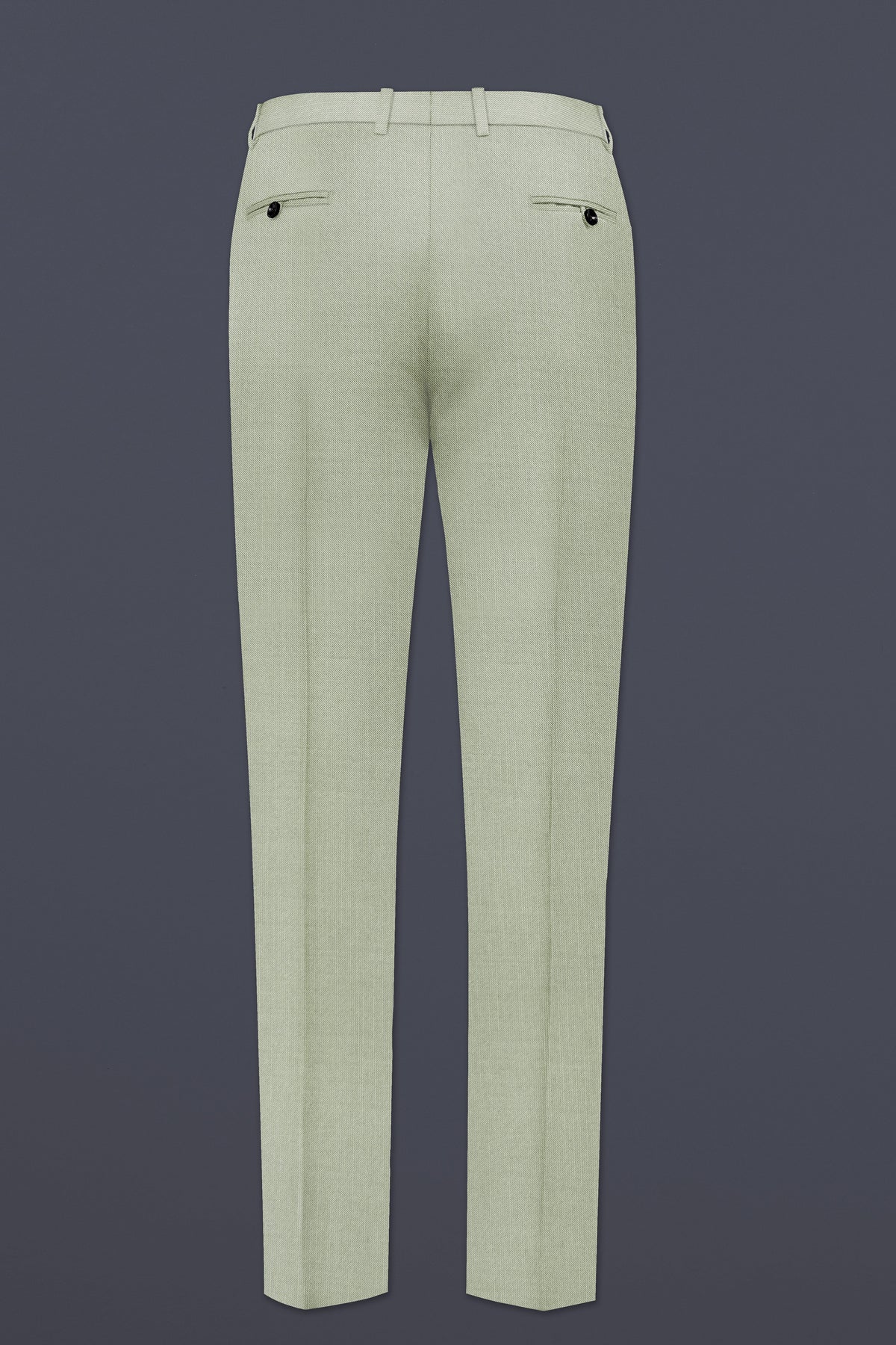 Lichen-Norway Green Solid Wool Rich Slight Stretch Waistband Pant