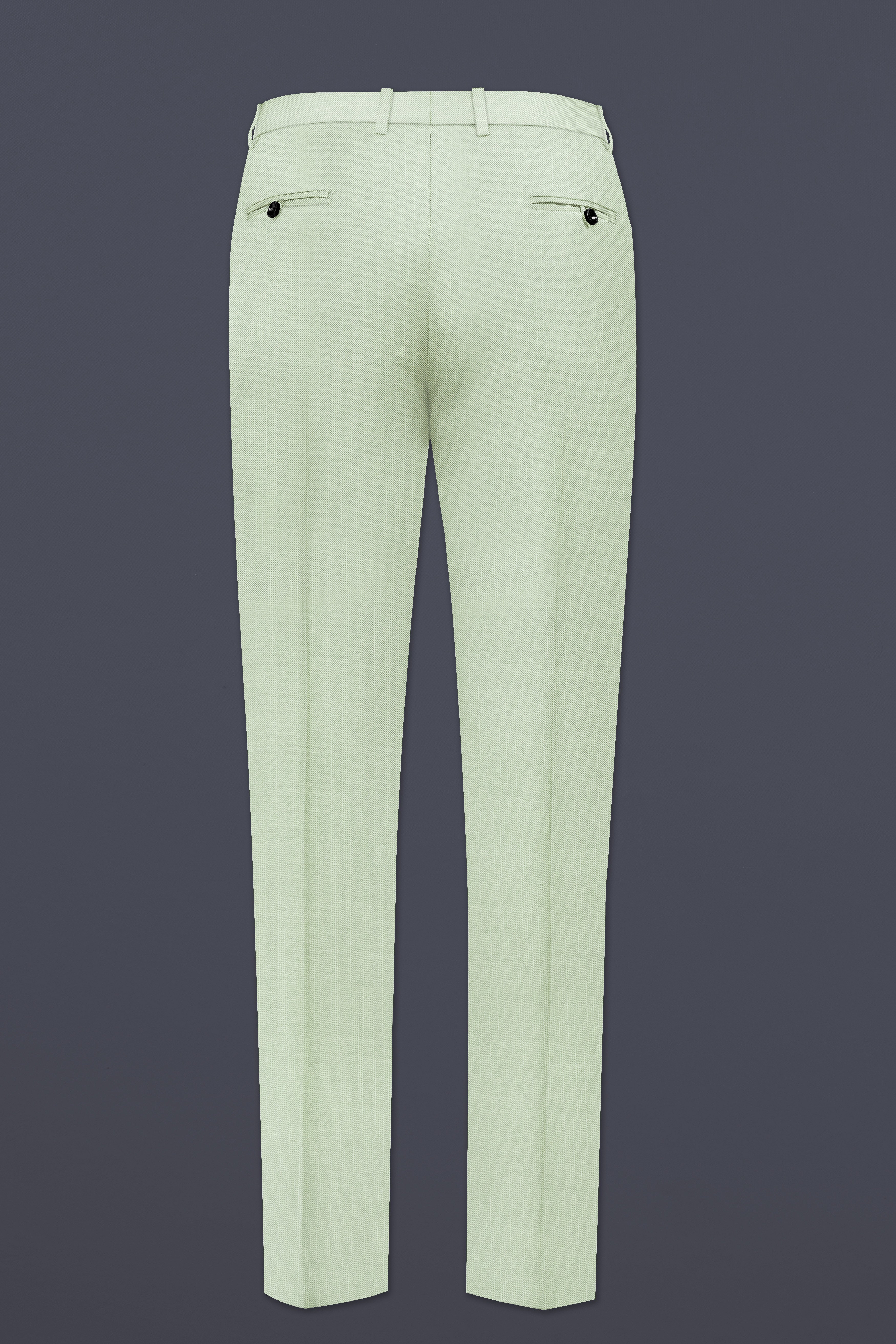 Lichen-Norway Green Solid Wool Rich Slight Stretch Waistband Pant