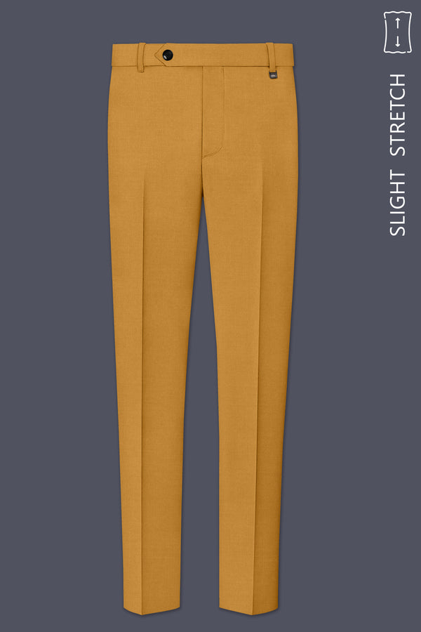 Saffron-Harvest Yellow Solid Wool Rich Slight Stretch Waistband Pant