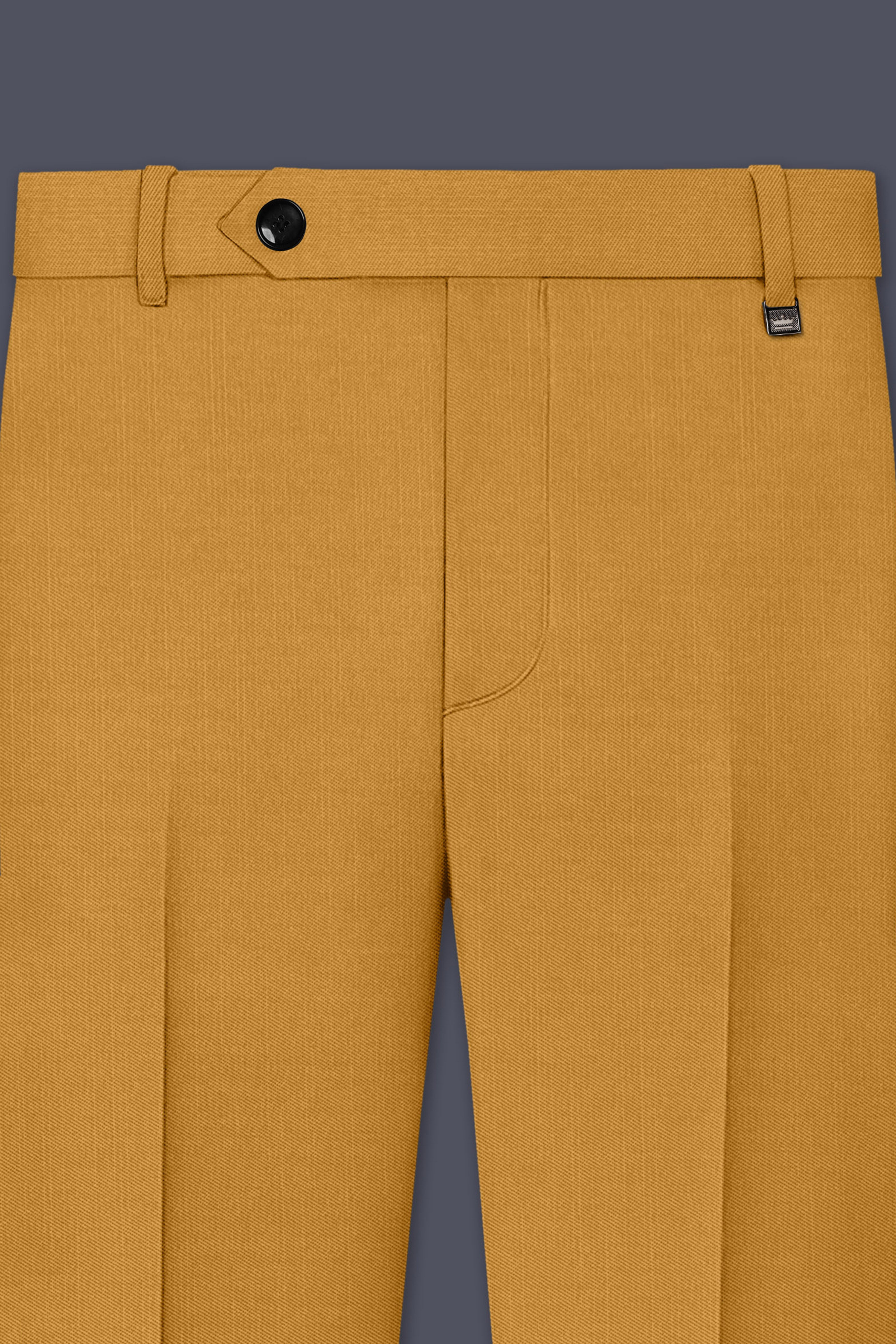 Saffron-Harvest Yellow Solid Wool Rich Slight Stretch Waistband Pant