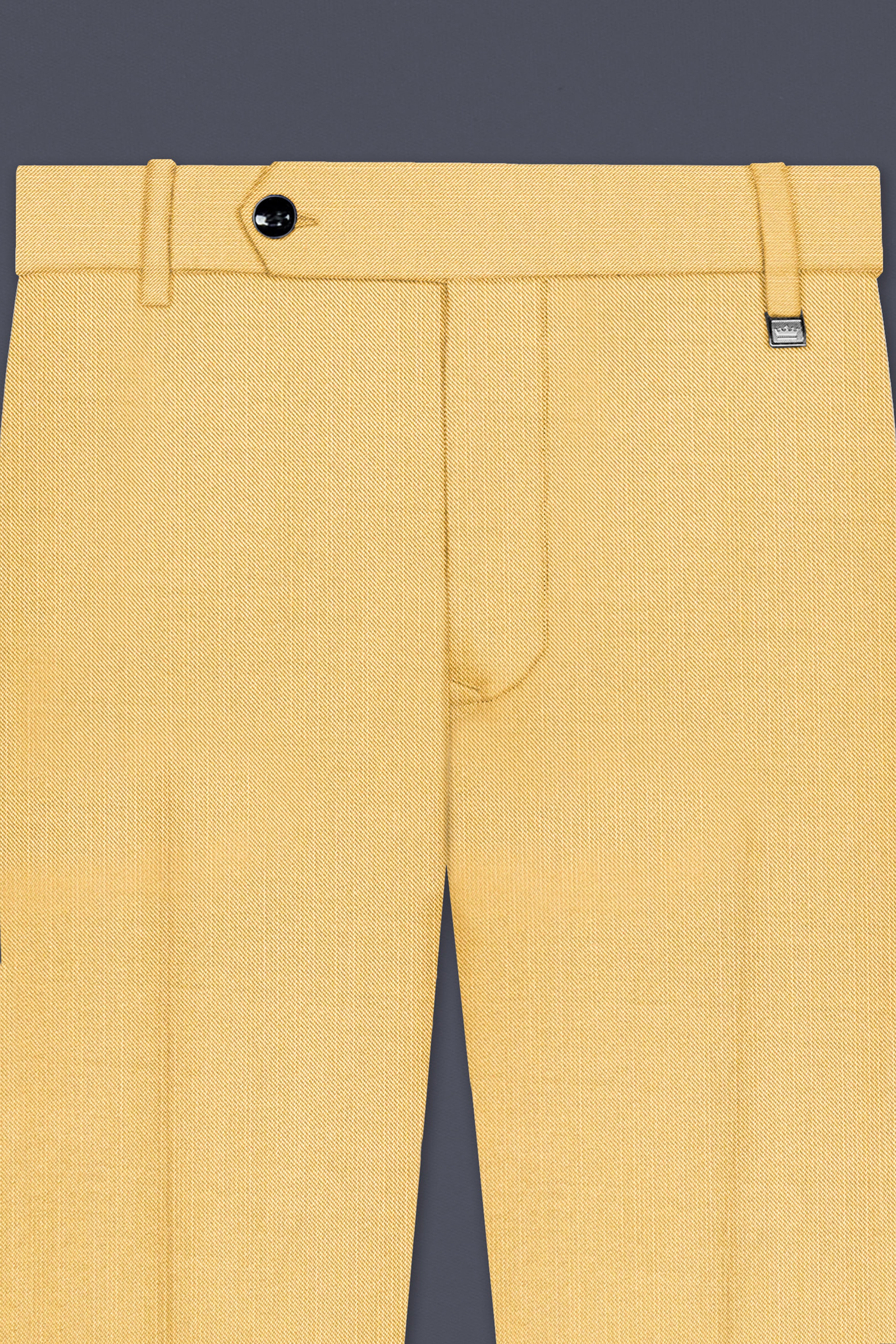 Saffron-Harvest Yellow Solid Wool Rich Slight Stretch Waistband Pant