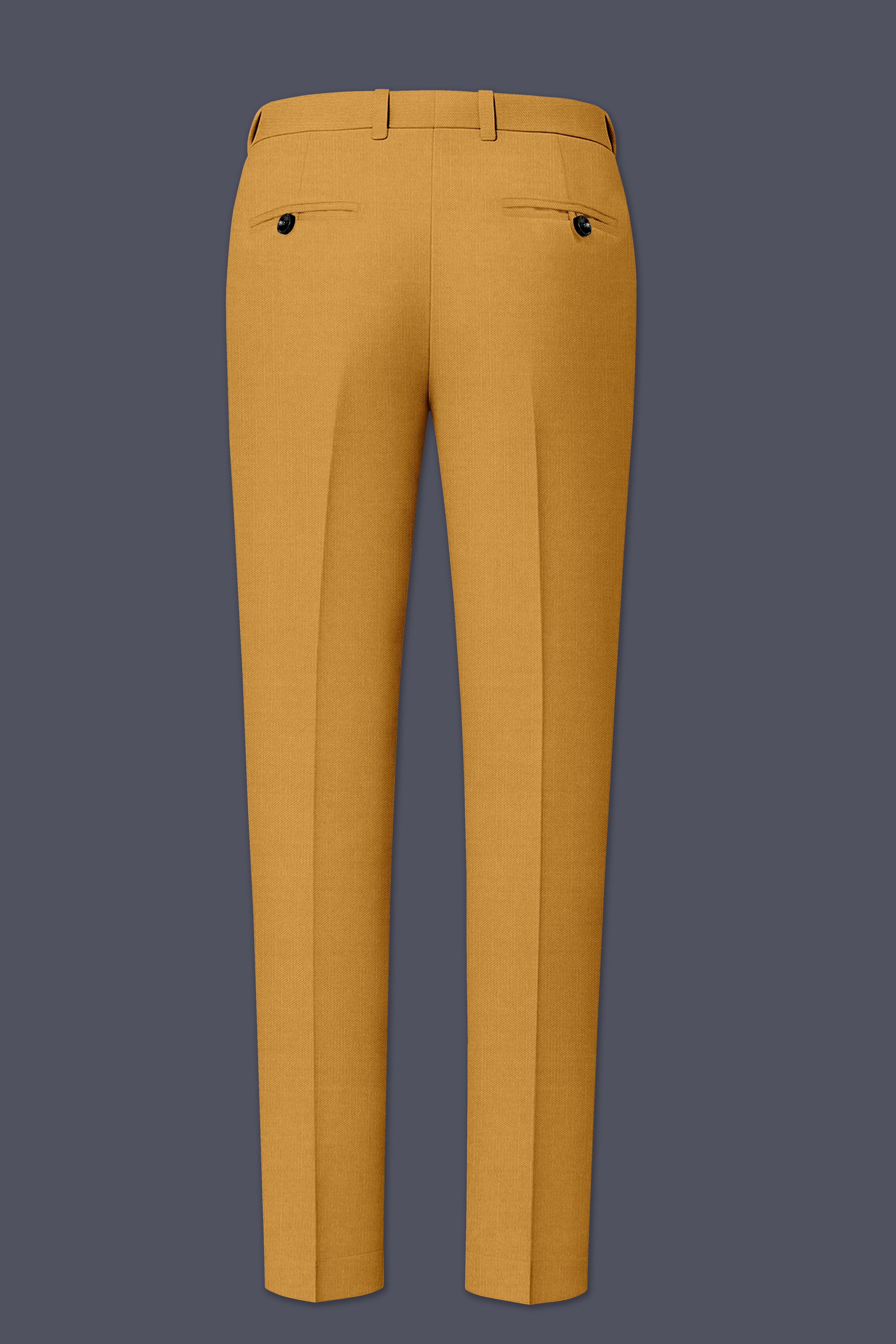 Saffron-Harvest Yellow Solid Wool Rich Slight Stretch Waistband Pant