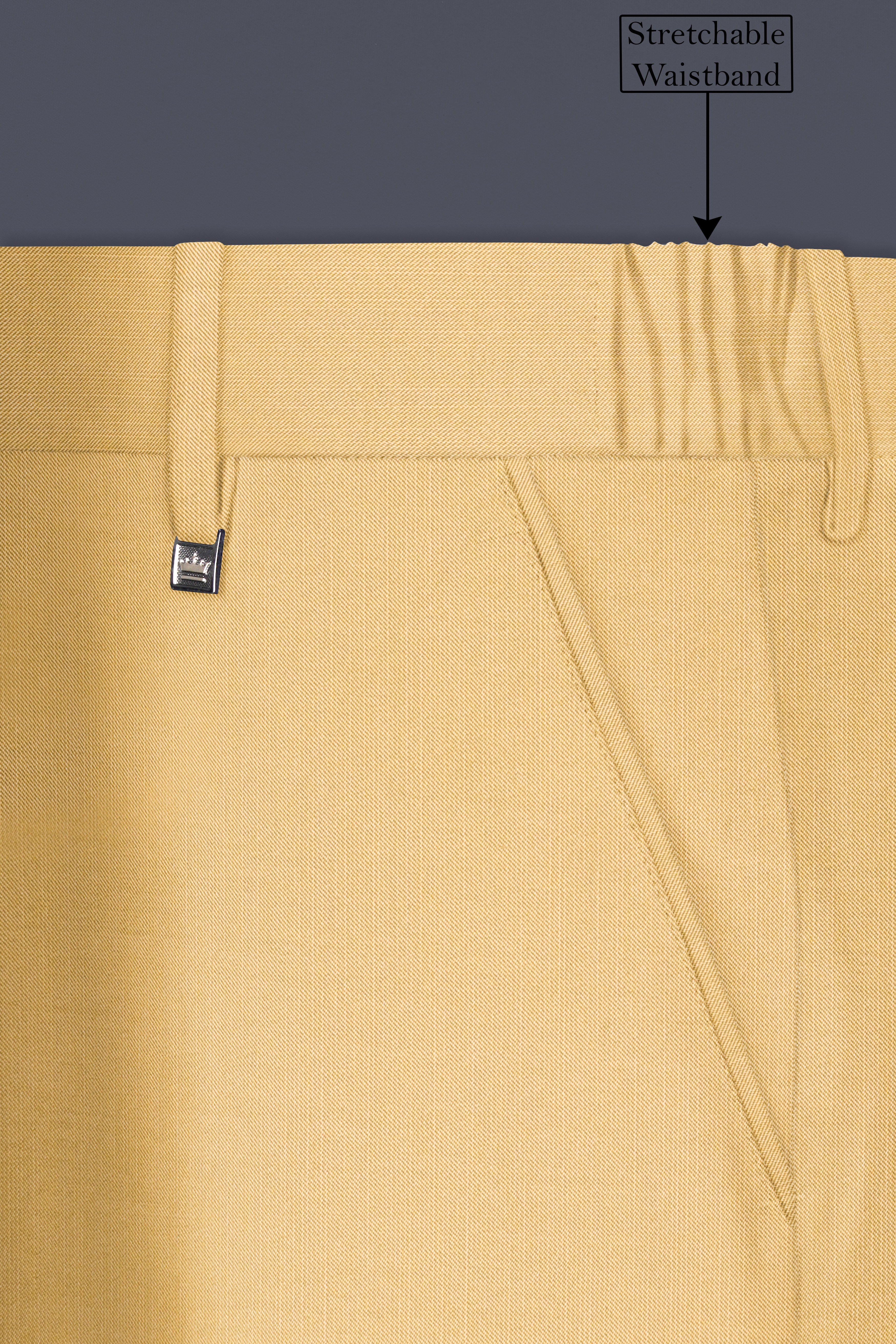 Saffron-Harvest Yellow Solid Wool Rich Stretchable traveler Pant