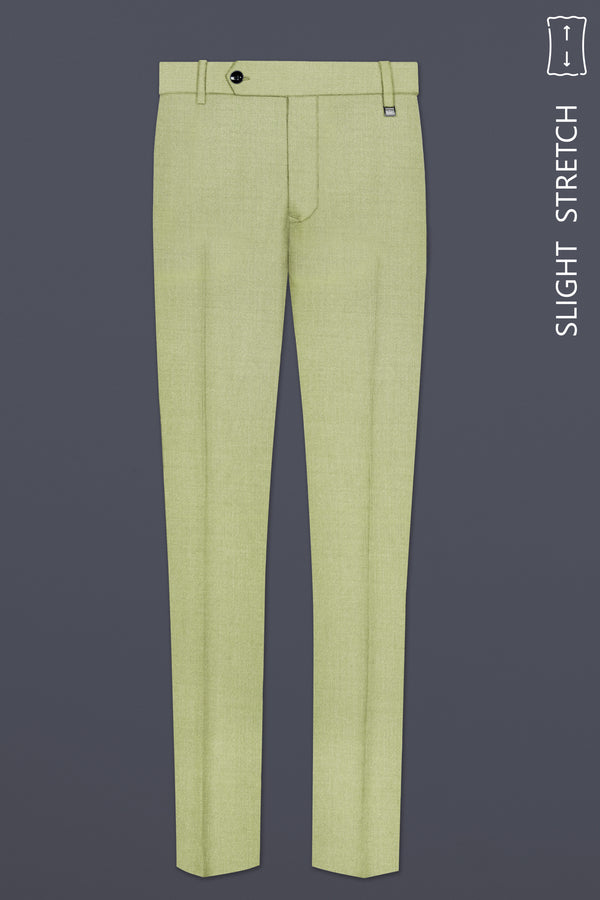 Marsh-Swamp Green Solid Wool Rich Slight Stretch Waistband Pant