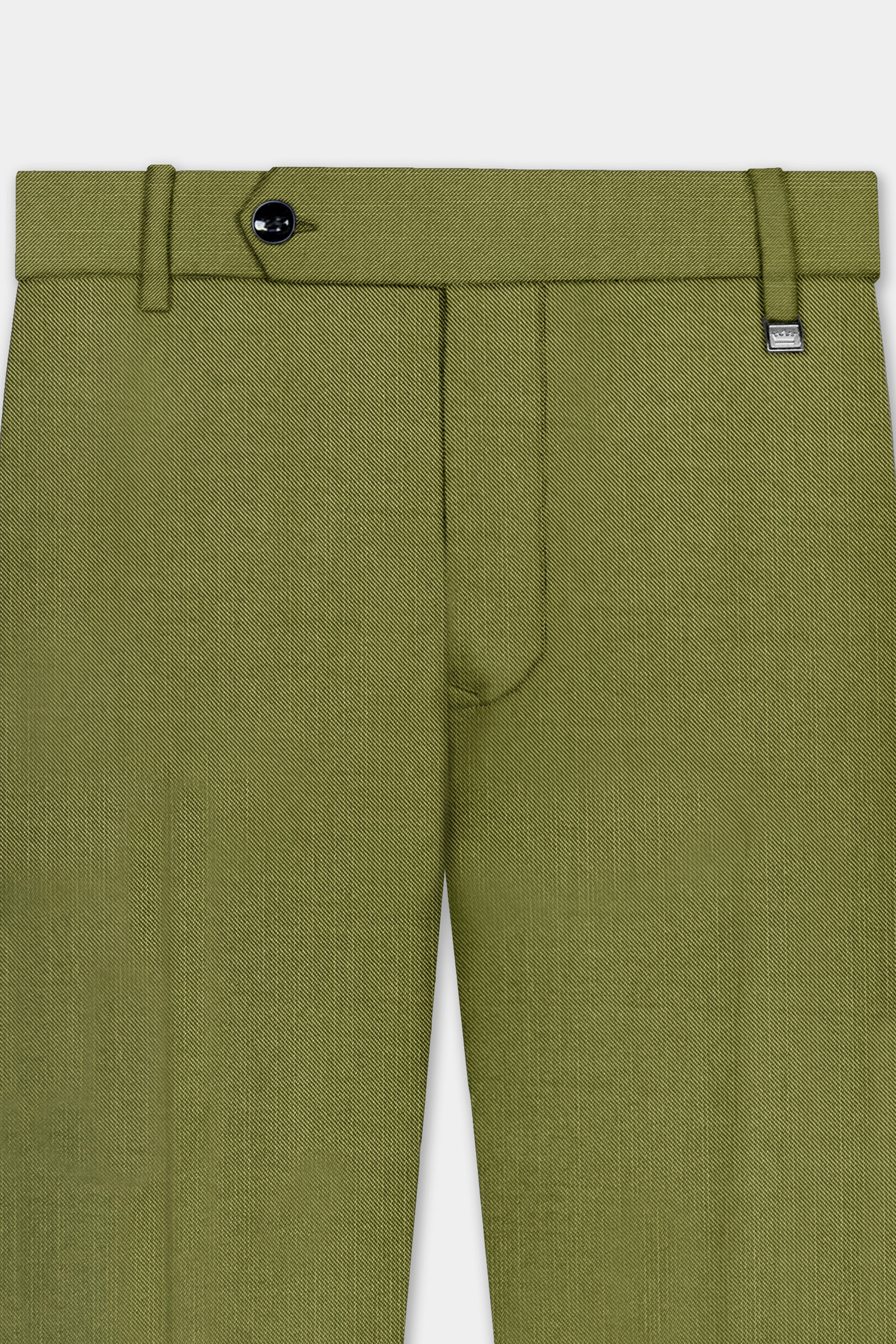 Glade-Muddy Green Solid Wool Rich Slight Stretch Waistband Pant