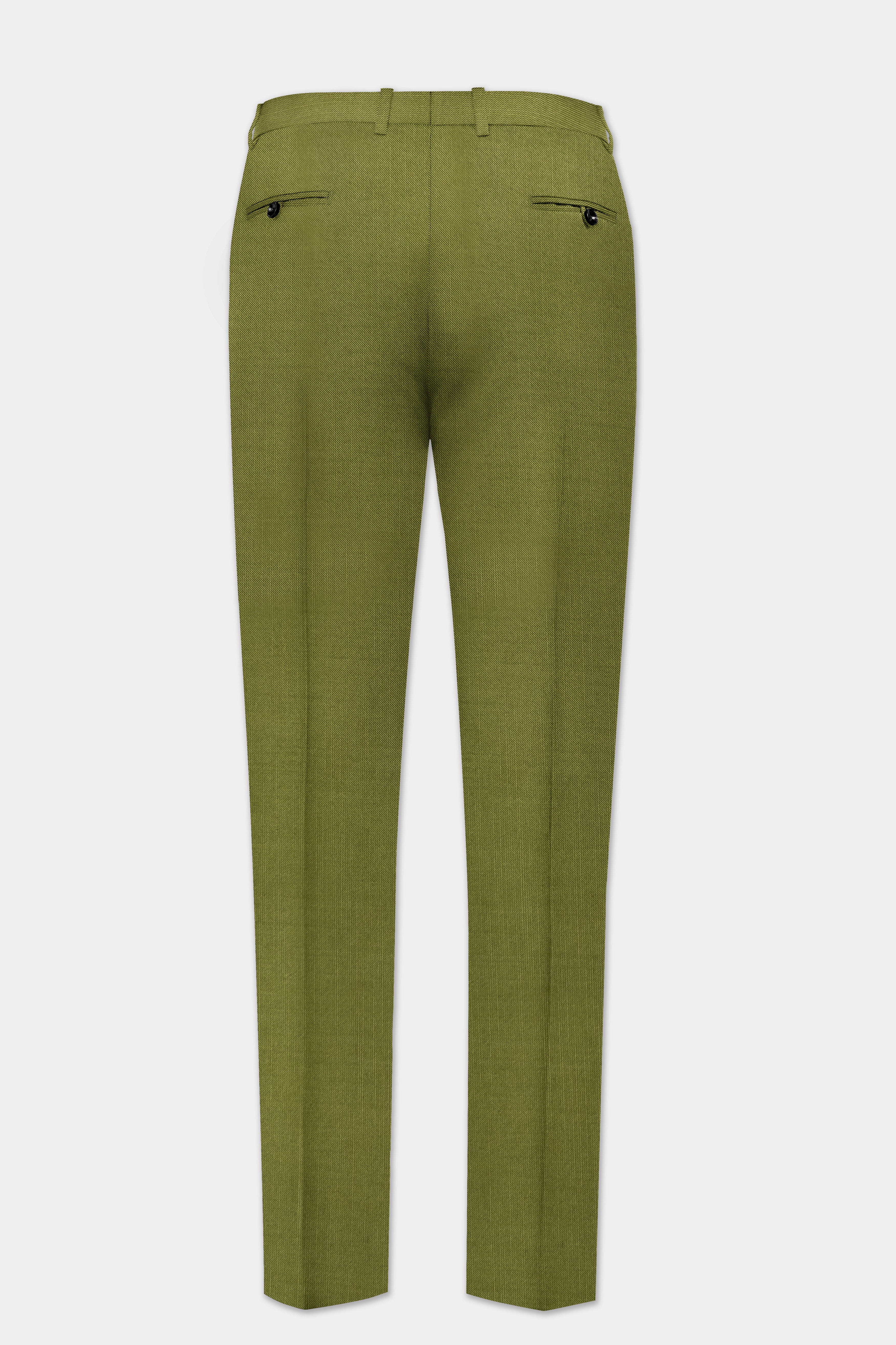 Glade-Muddy Green Solid Wool Rich Slight Stretch Waistband Pant