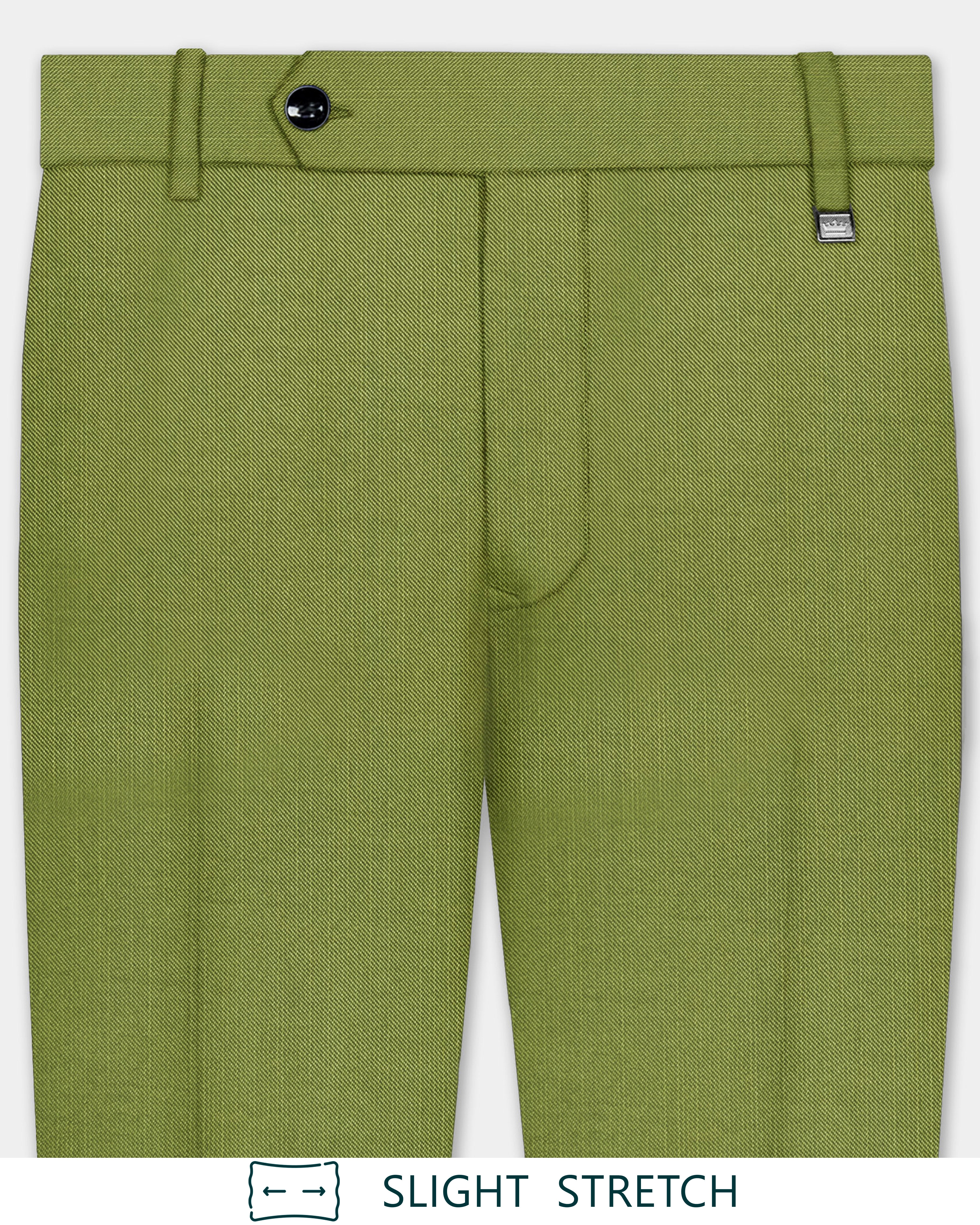 Pistachio-Wasabi Green Solid Premium Wool Rich Pant For Men.