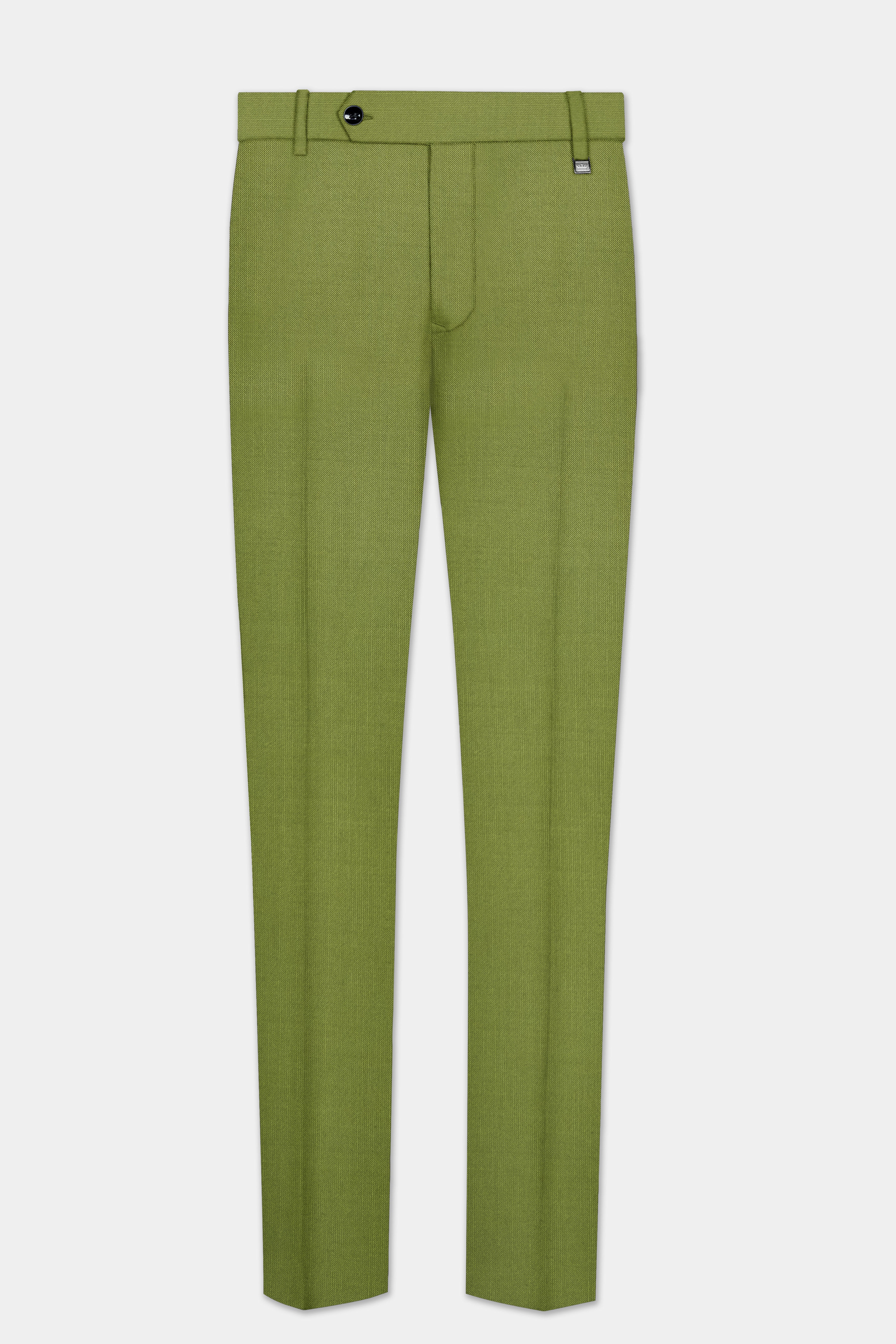 Pistachio-Wasabi Green Solid Wool Rich Stretchable traveler Pant