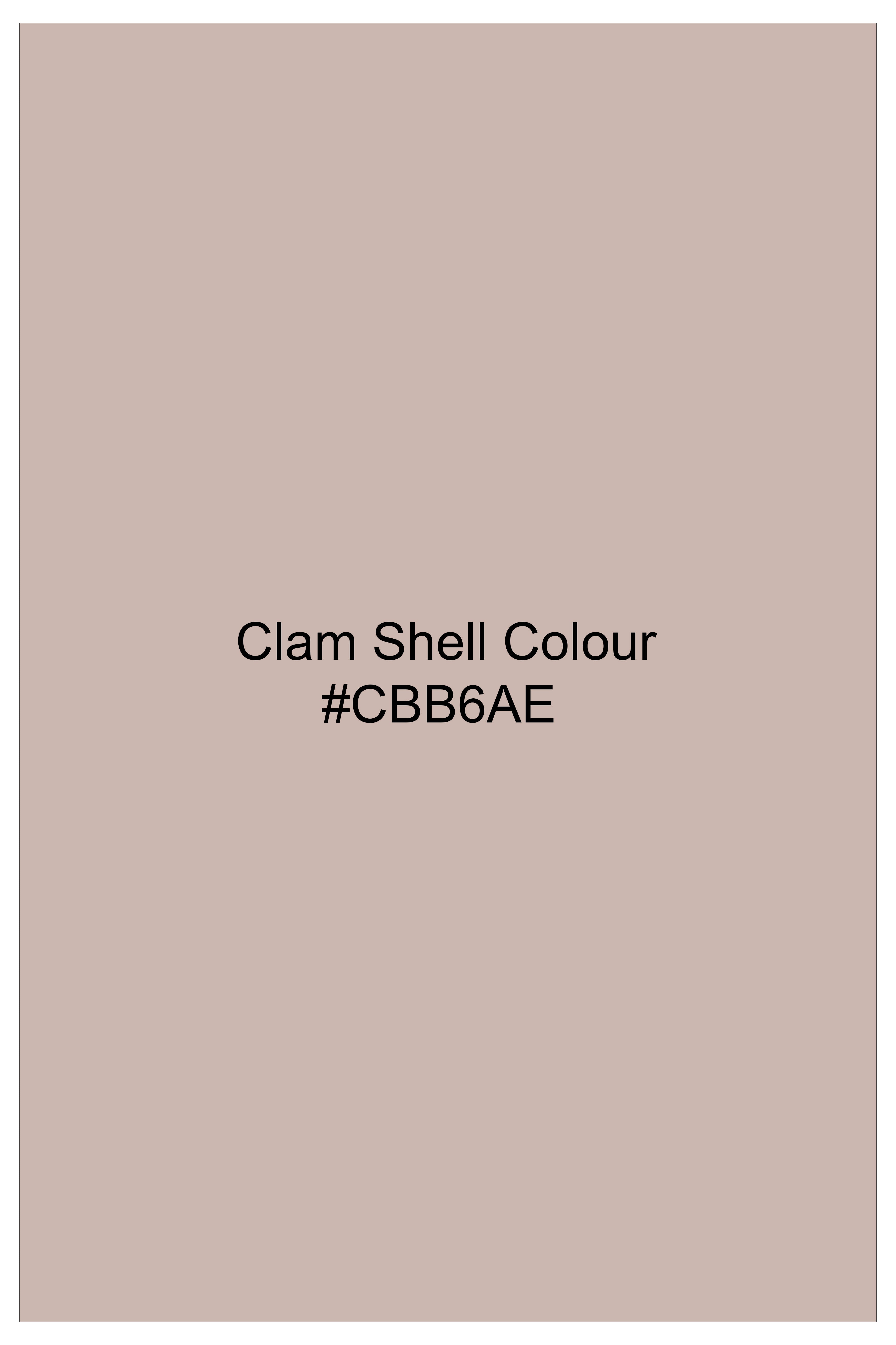 Clam Shell Cream Solid Cotton Stretchable Waistband Pant