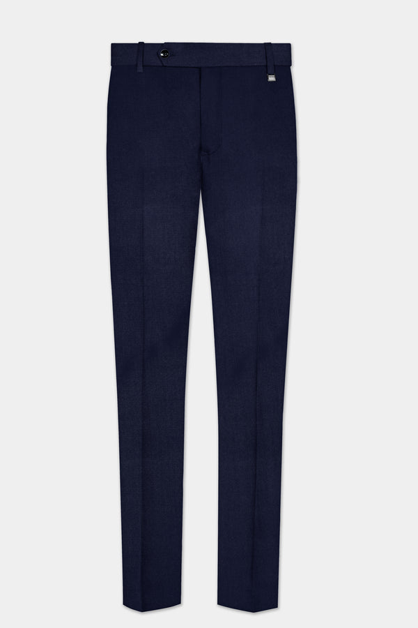 Cinder Blue Solid Cotton Stretchable Waistband Pant