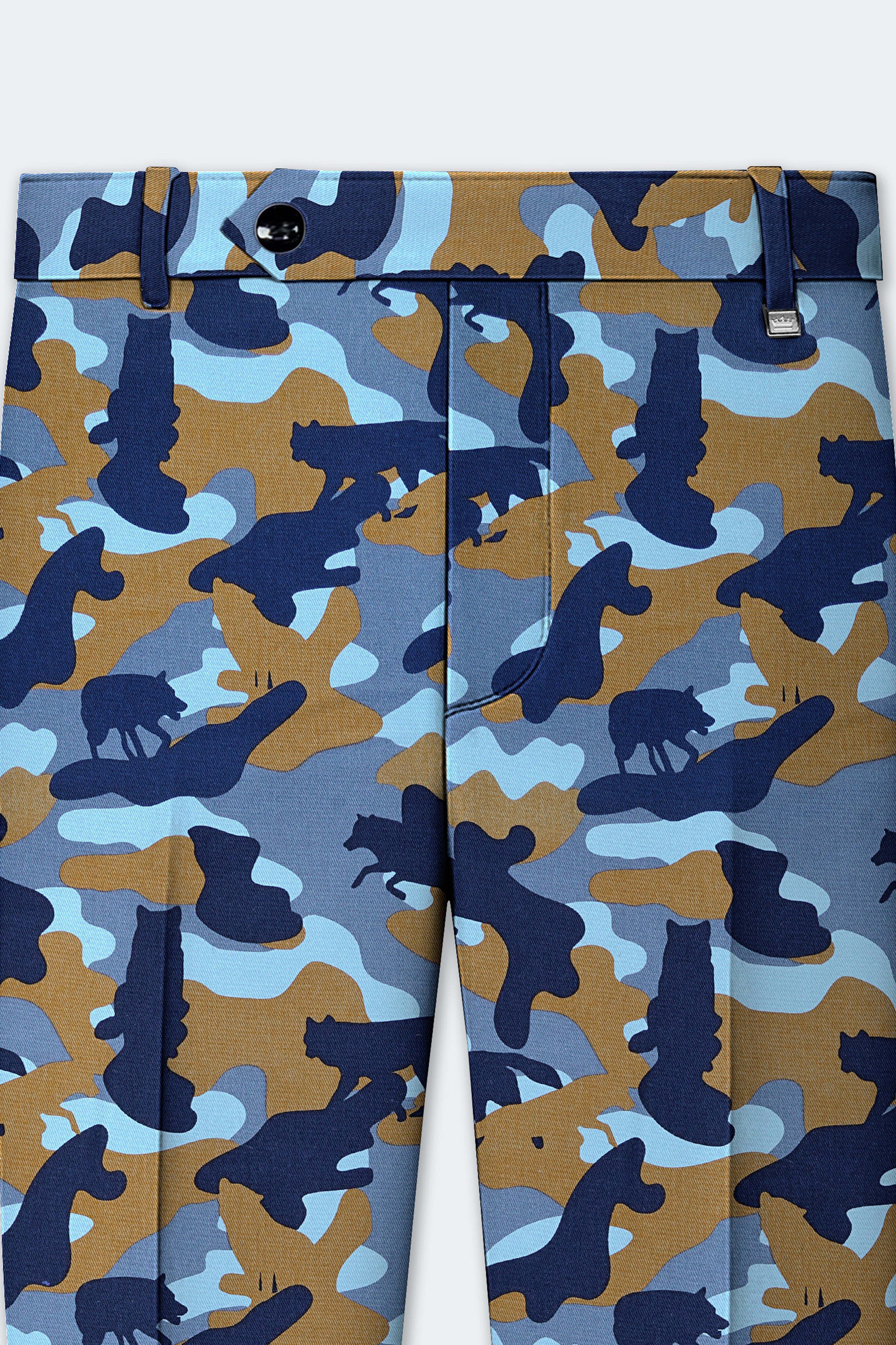 Martinique Blue And Irish Brown Camouflage Printed Stretchable Waistband Pant