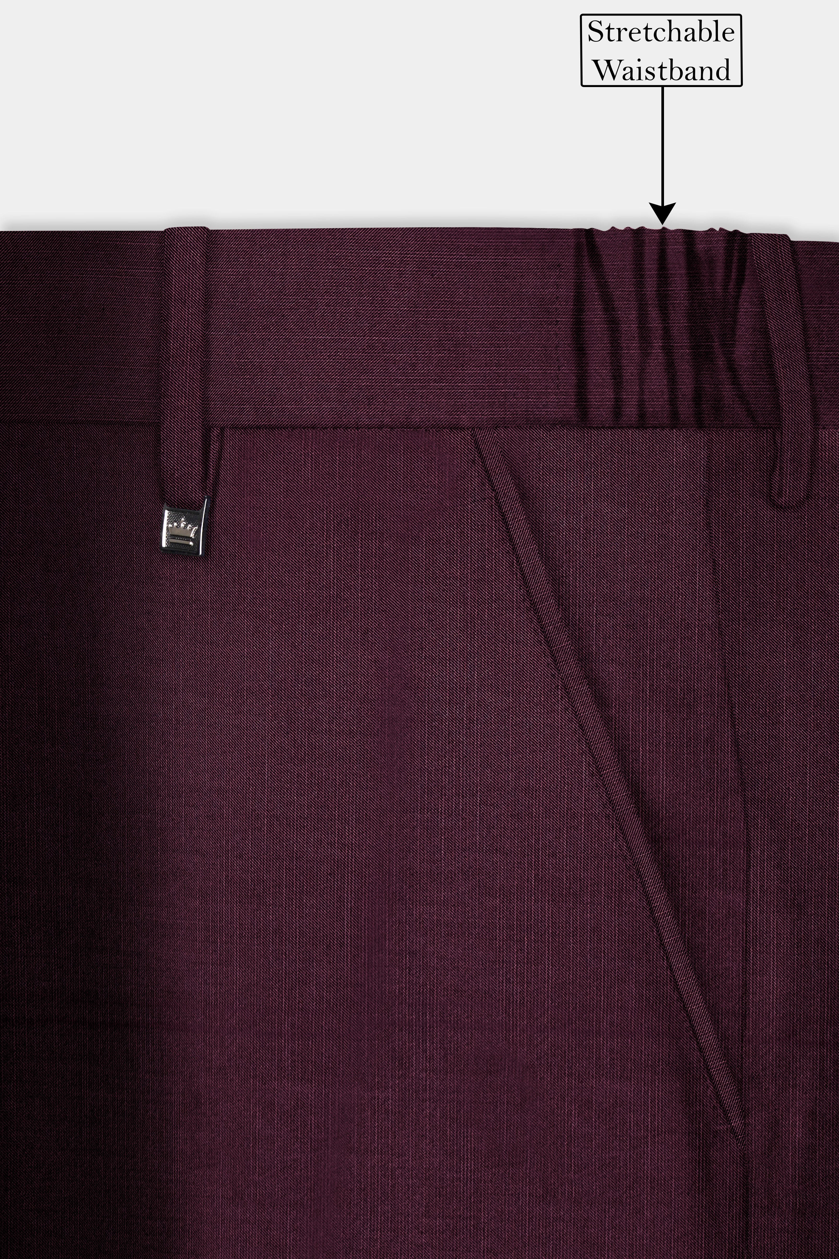 Merlot-Bistre Wine Maroon Solid Wool Rich Stretchable traveler Pant