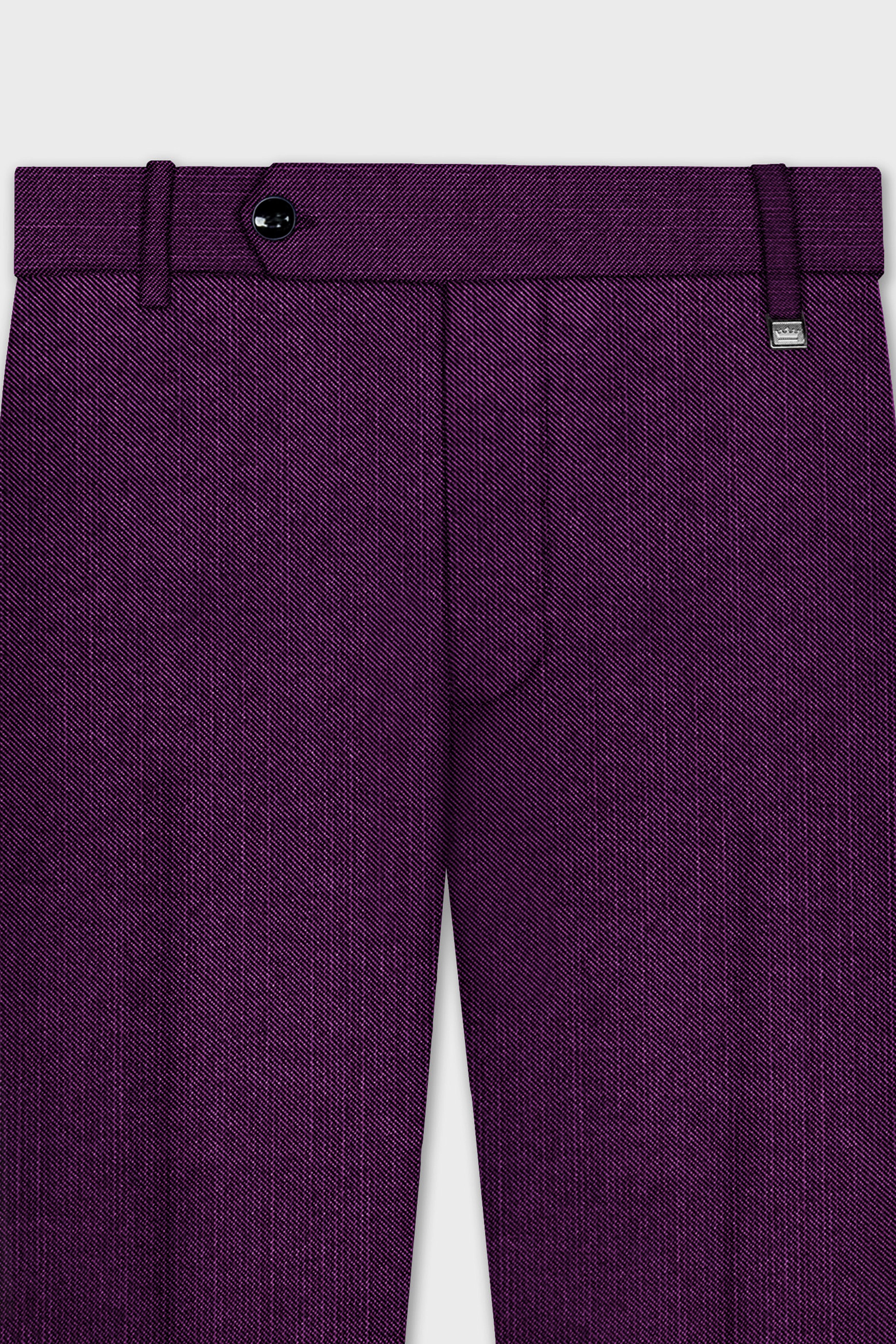 Orchid-Grape Purple Solid Wool Rich Stretchable traveler Pant