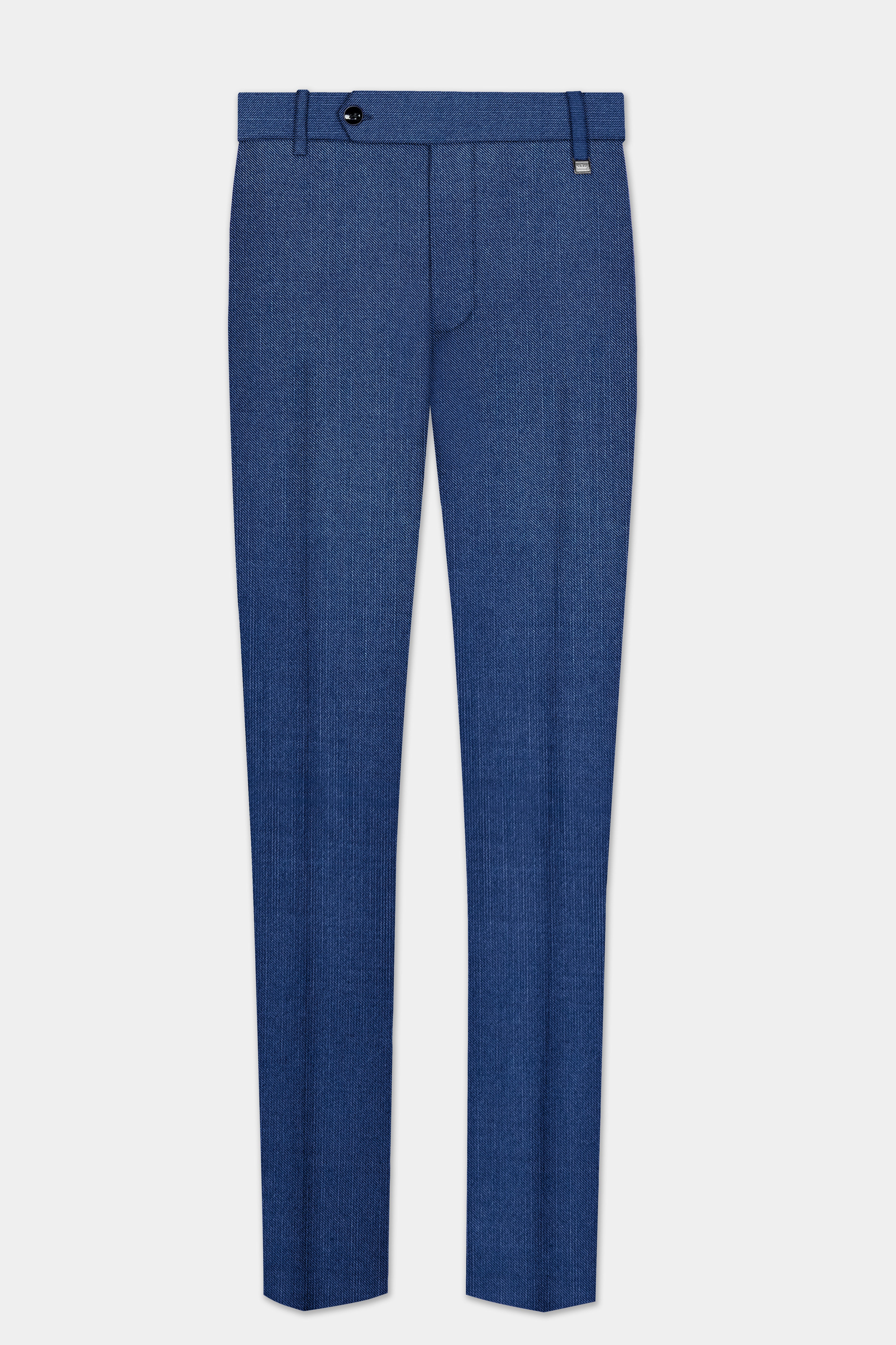 Marinoir-Cello Blue Solid Wool Rich Stretchable traveler Pant