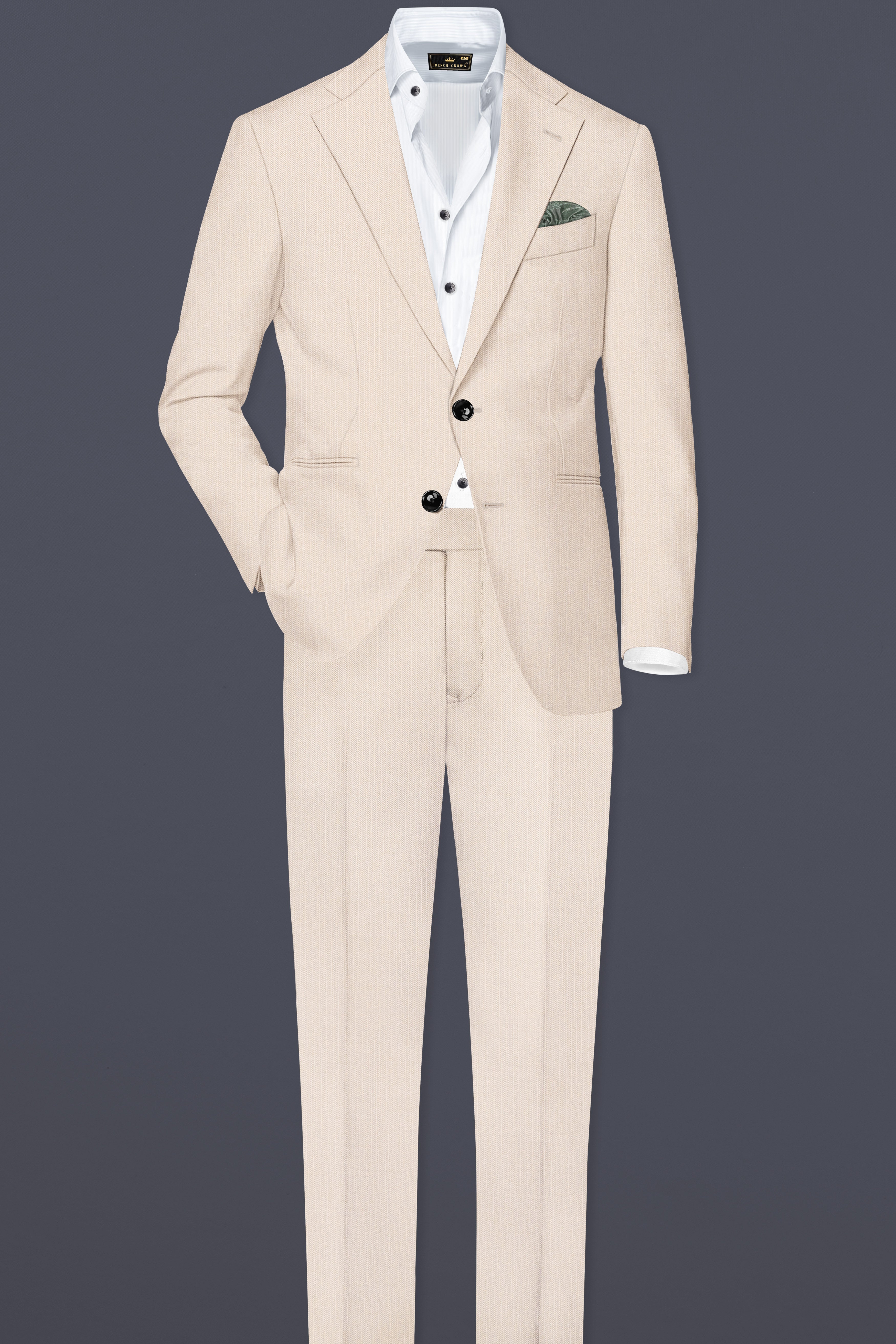 Velivon-Bizarre Cream Solid Wool Rich Stretchable traveler Pant