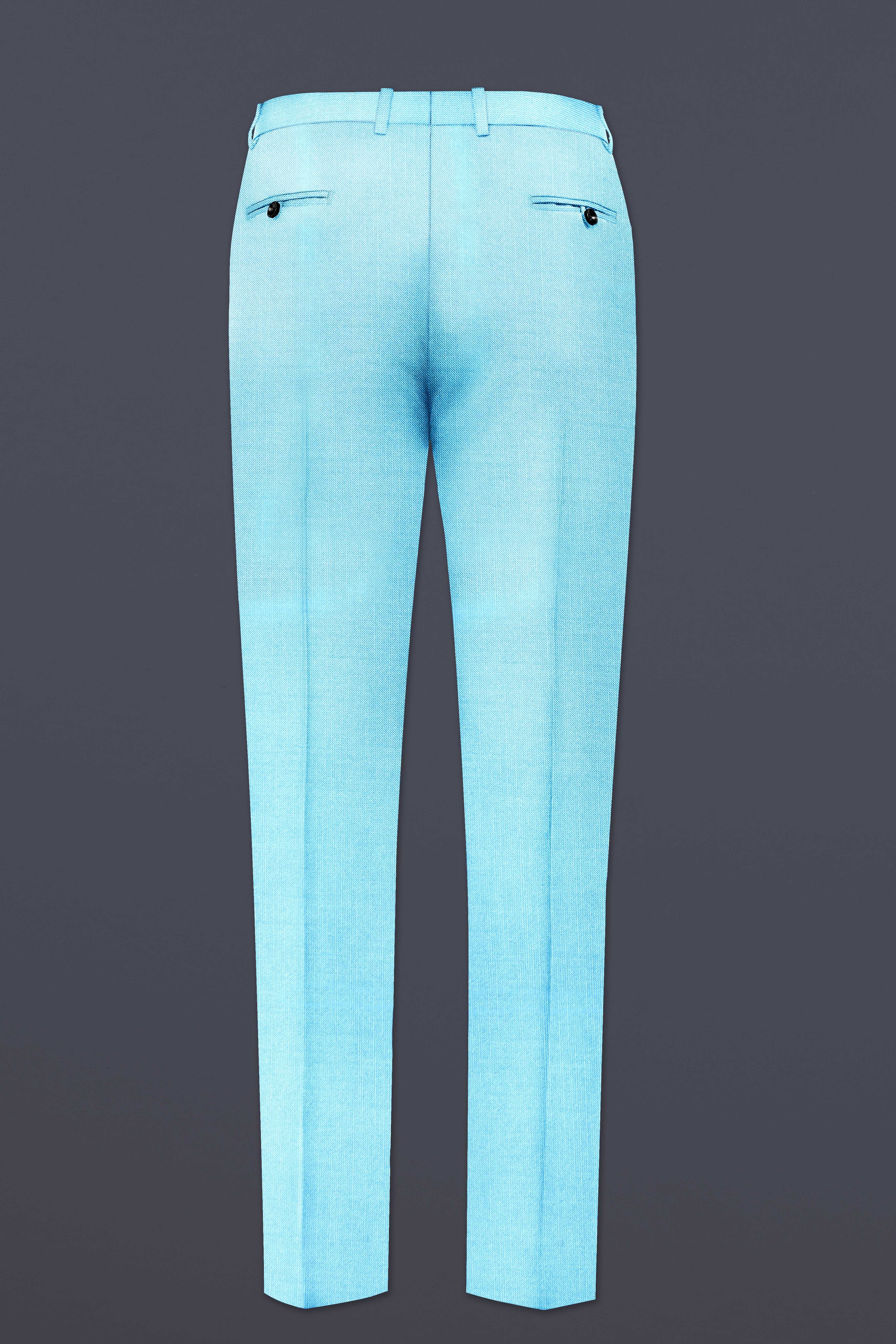 Iceland-Aquamarine Blue Solid Wool Rich Slight Stretch Waistband Pant