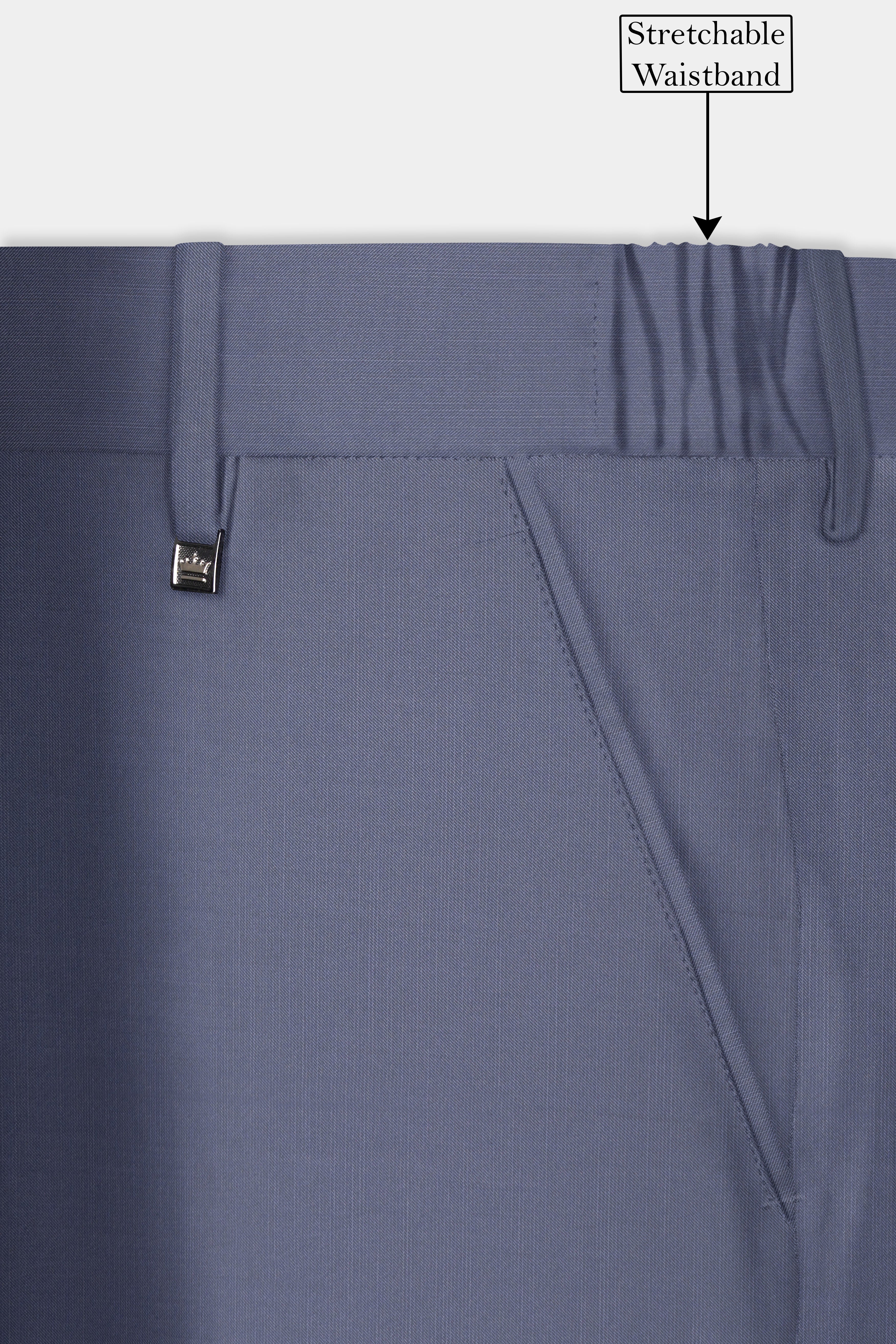 Zenith-Comet Gray Solid Wool Rich Slight Stretch Waistband Pant