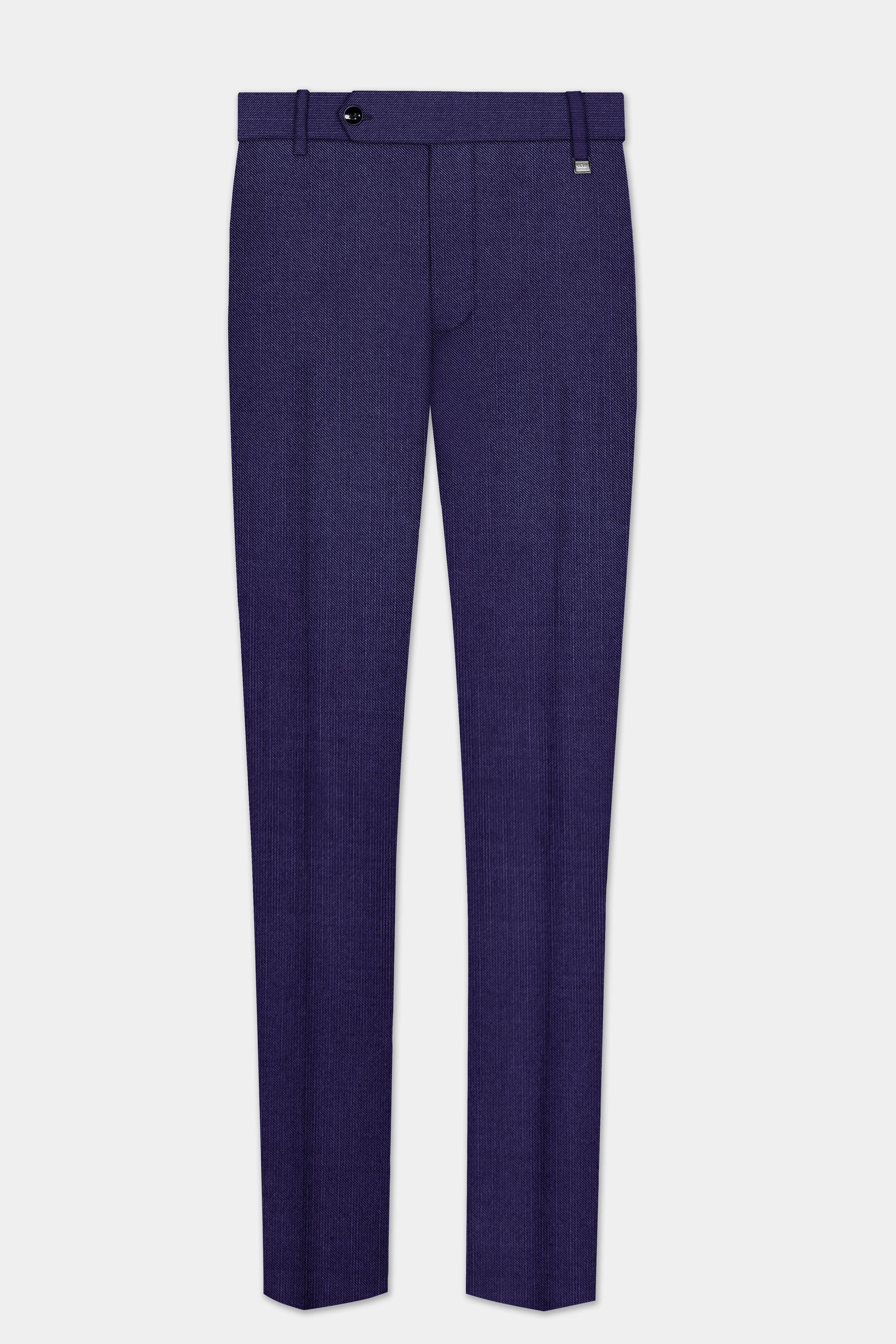 Triton-Martinique Blue Solid Wool Rich Stretchable traveler Pant