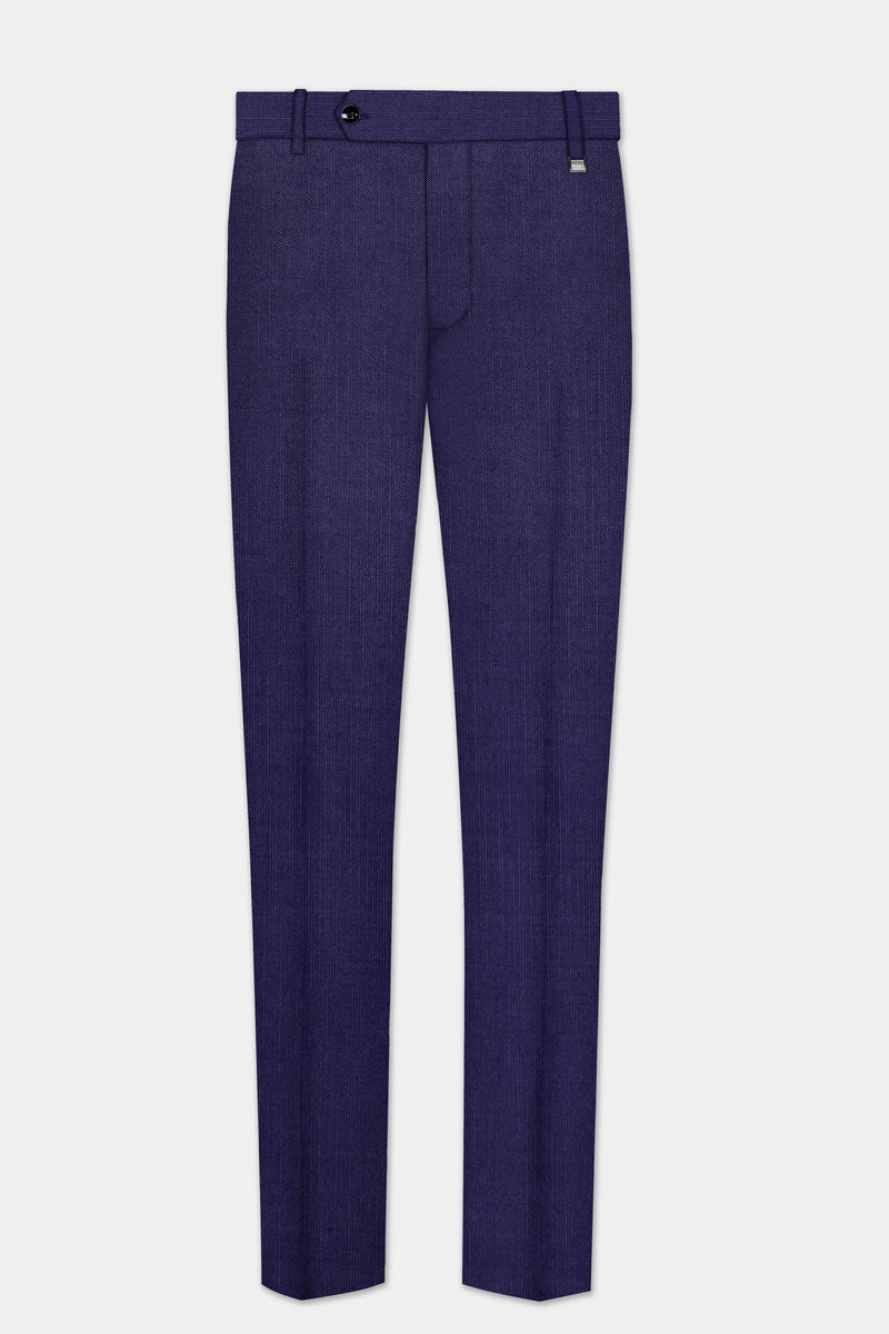 Triton-Martinique Blue Solid Wool Rich Stretchable traveler Pant