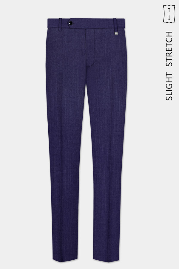 Triton-Martinique Blue Solid Wool Rich Slight Stretch Waistband Pant