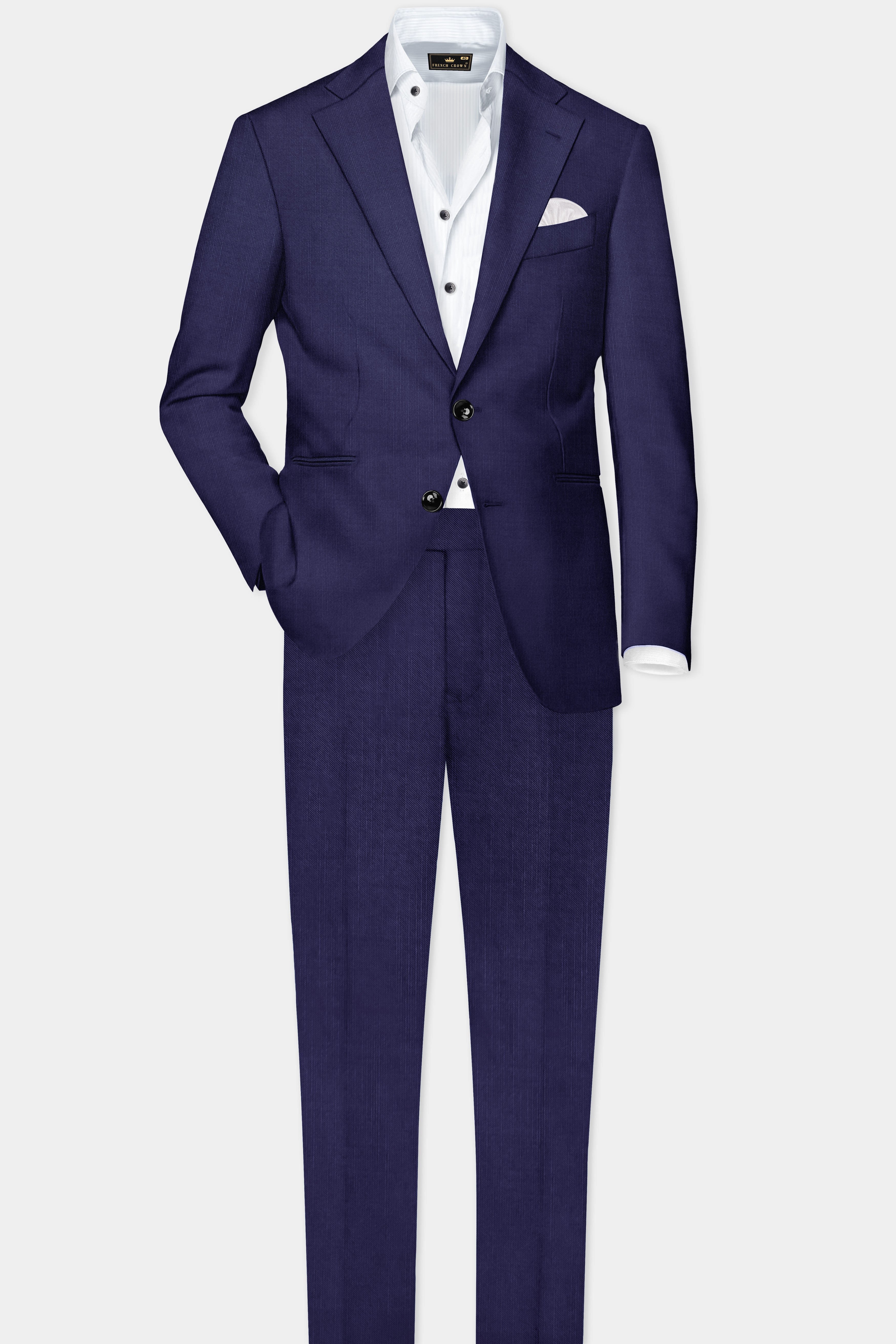 Triton-Martinique Blue Solid Wool Rich Stretchable traveler Pant