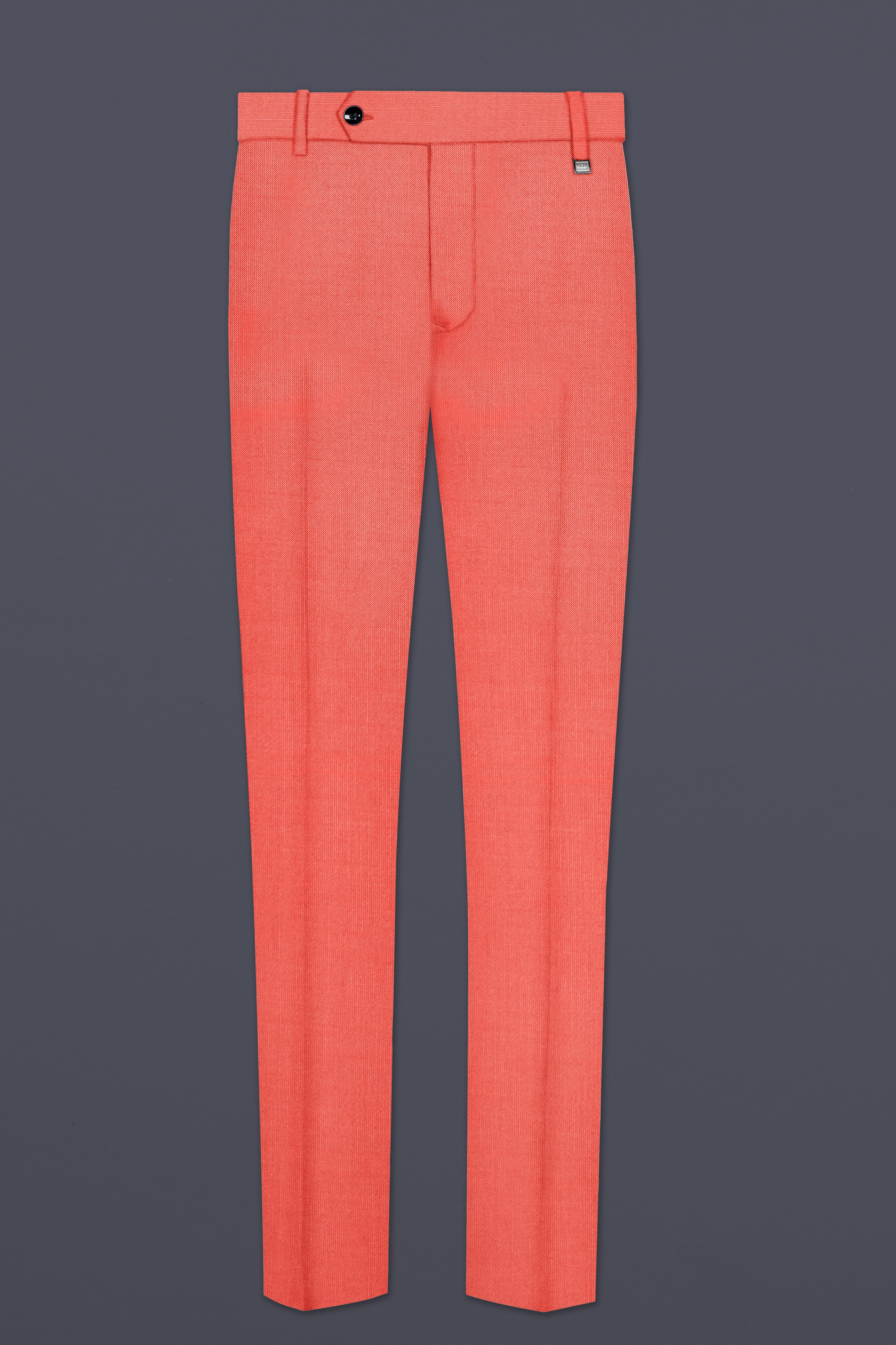 Aurora-Salmon Orange Solid Wool Rich Stretchable traveler Pant