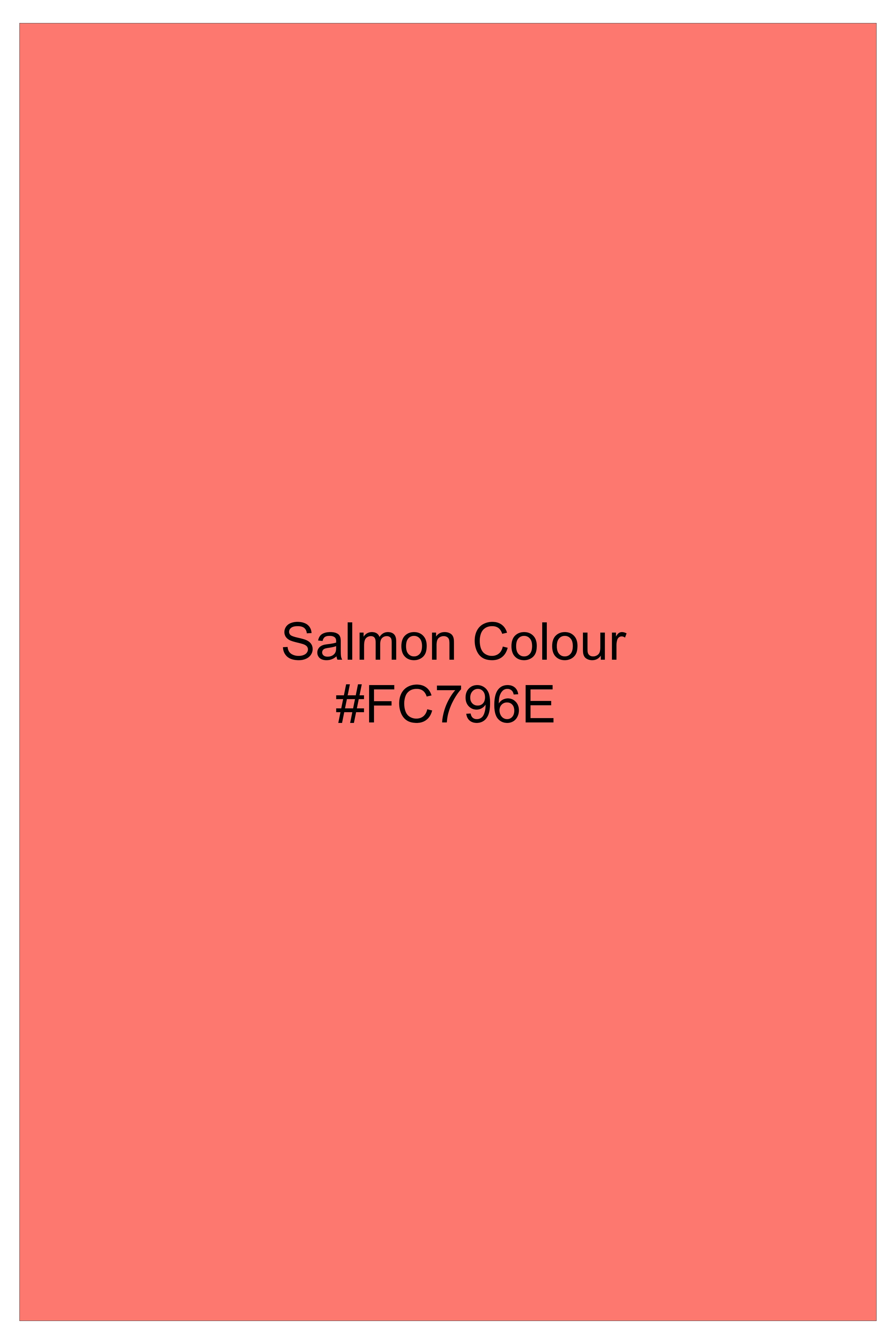 Aurora-Salmon Orange Solid Wool Rich Slight Stretch Waistband Pant