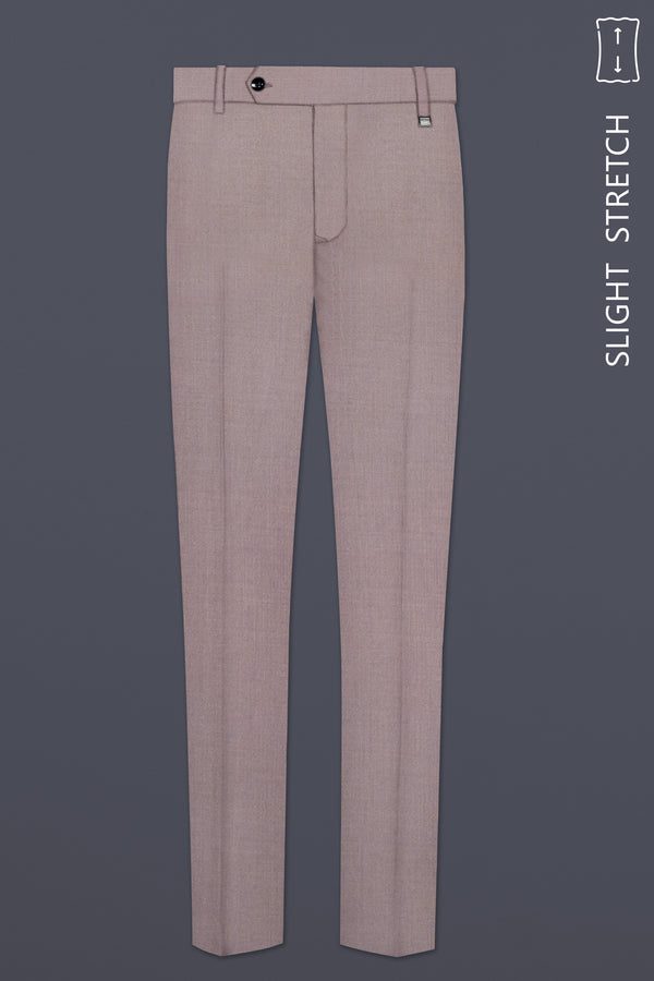 Amour-Rose Quartz Pink Solid Wool Rich Slight Stretch Waistband Pant