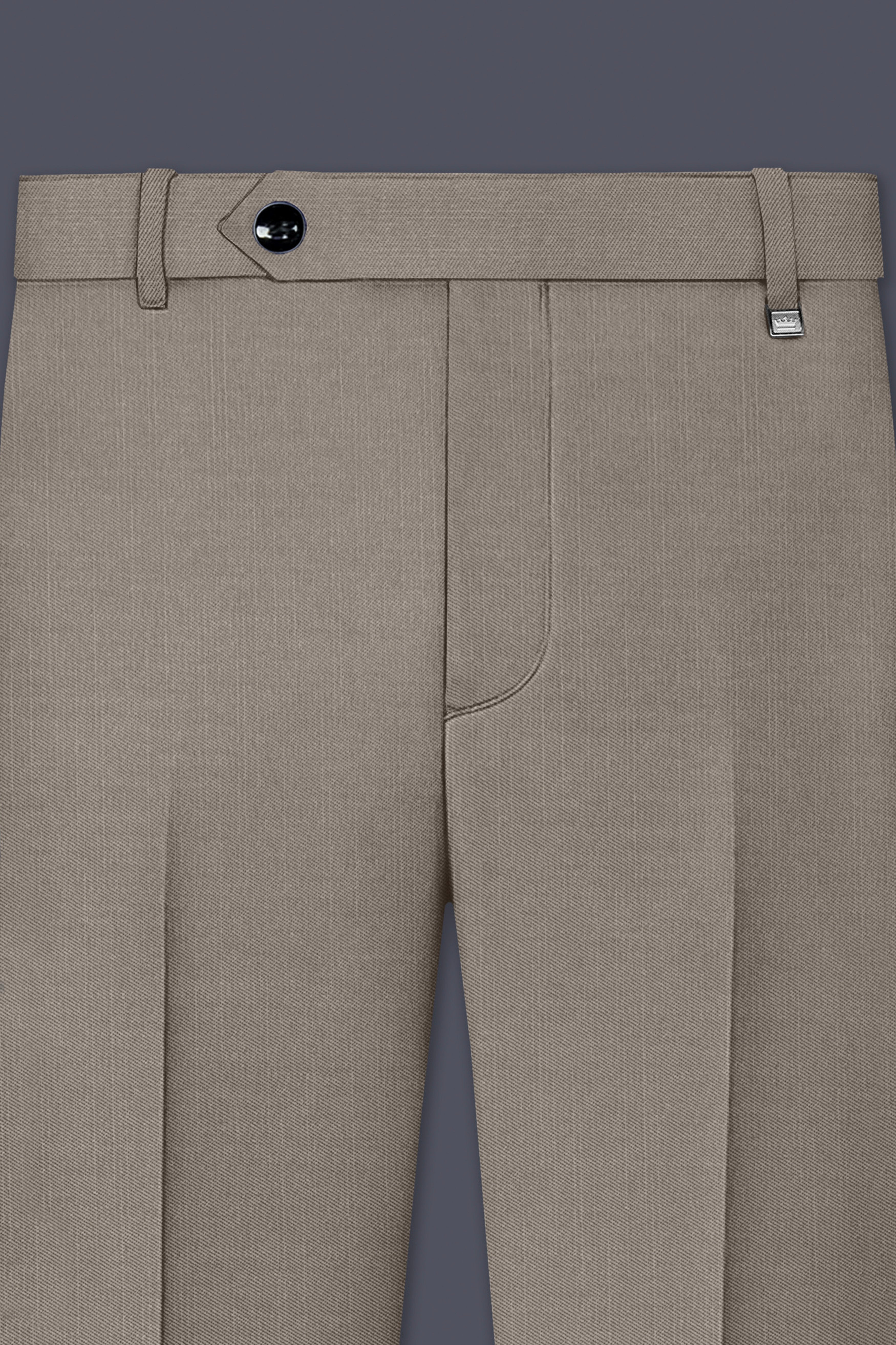 Amour-Dusty Brown Solid Wool Rich Slight Stretch Waistband Pant
