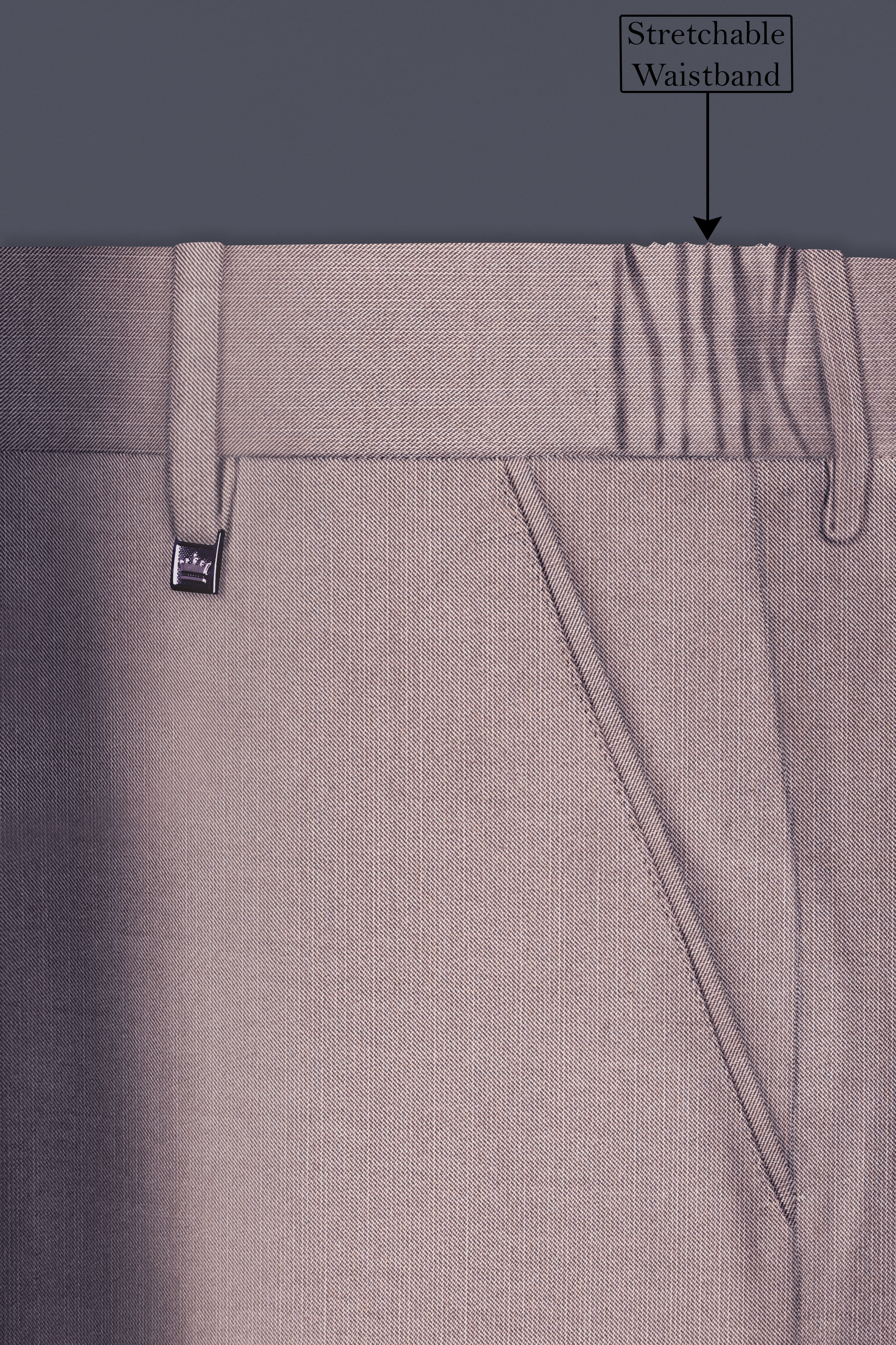 Amour-Rose Quartz Pink Solid Wool Rich Stretchable traveler Pant
