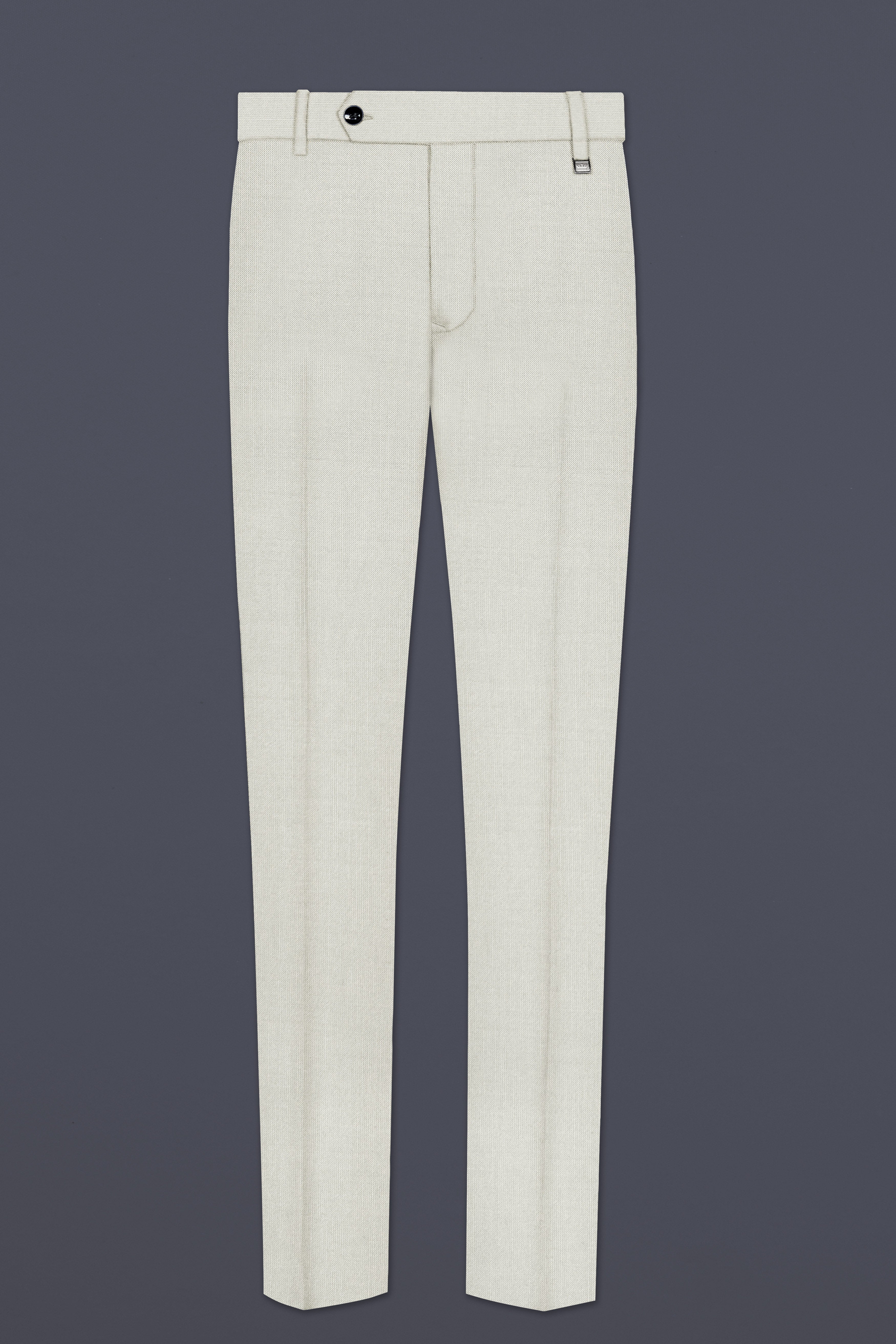 Mist-Swirl Gray Solid Wool Rich Stretchable traveler Pant
